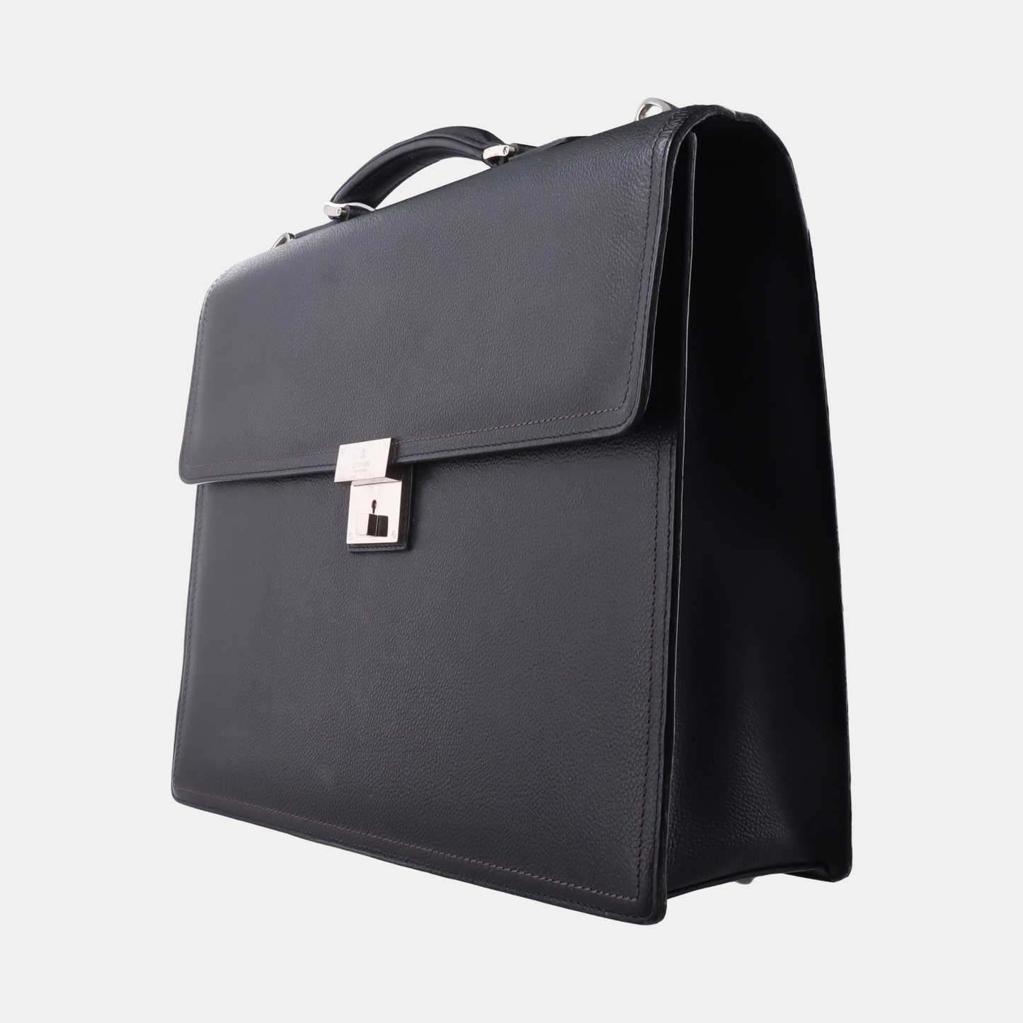 LANVIN Black cowhide tote bag Silver Hardware-(SKU)-13458704