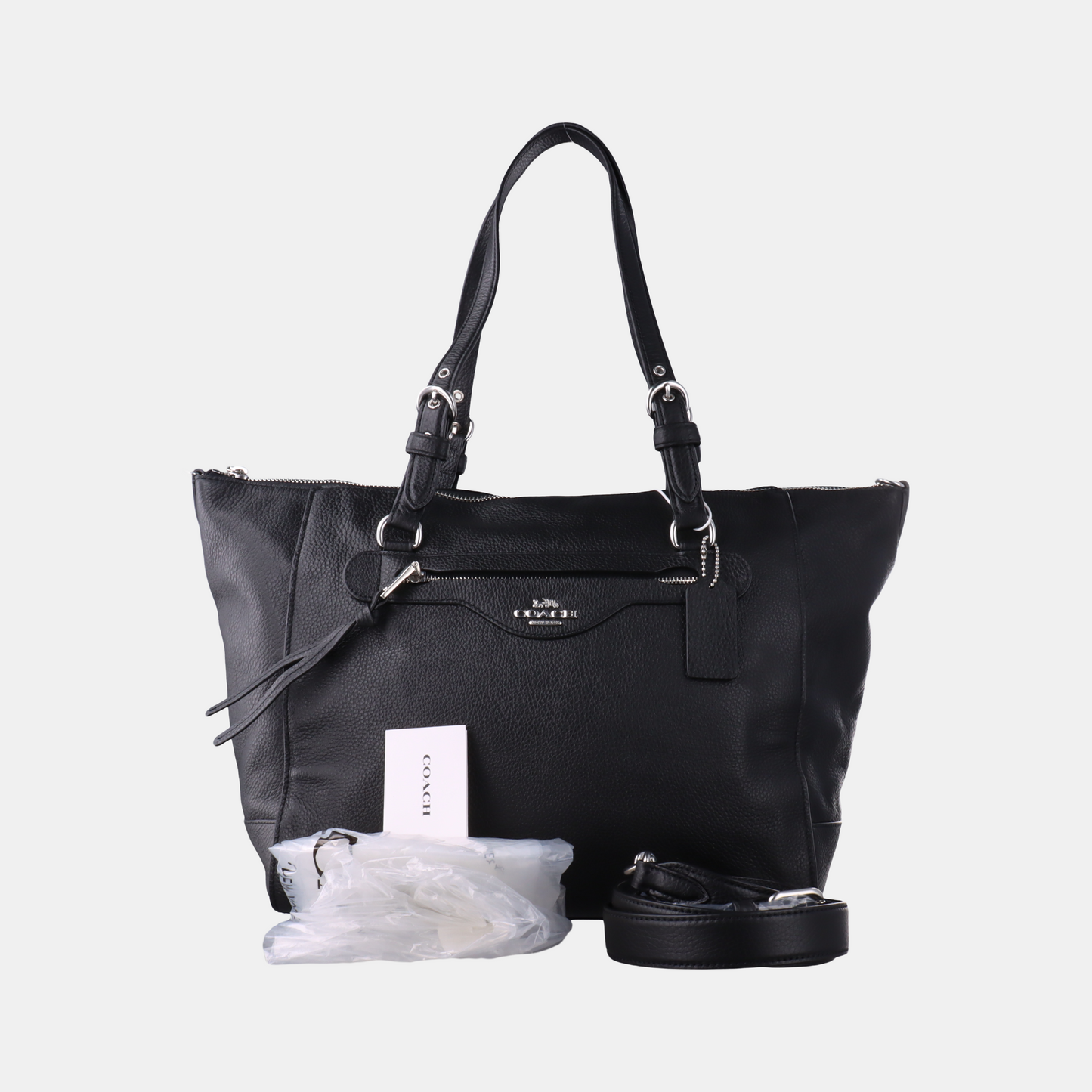 COACH PRAIRIE Black Leather Single Shoulder Bag Handbag Silver Hardware shoulder straps-(SKU)-934854540
