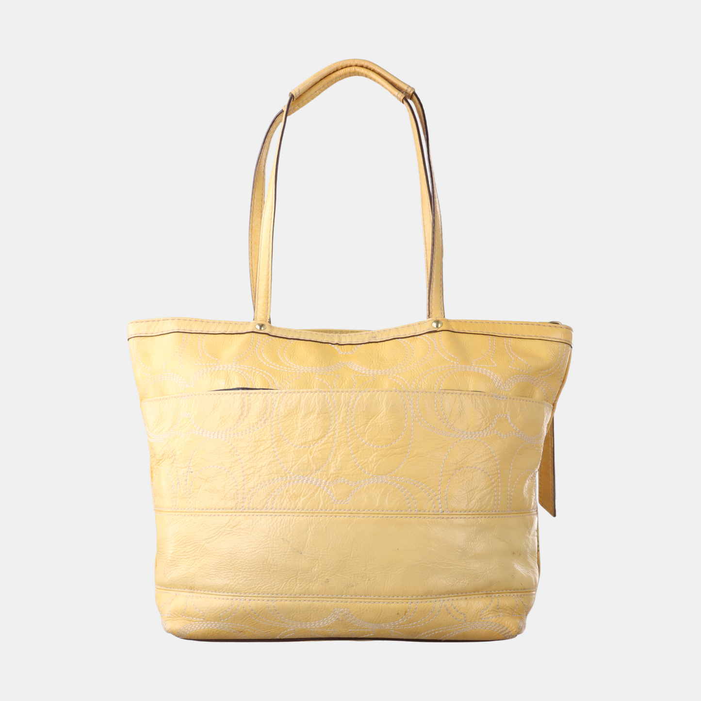 COACH Tote bag Yellow cowhide single shoulder bag Golden hardware-(SKU)-12975729