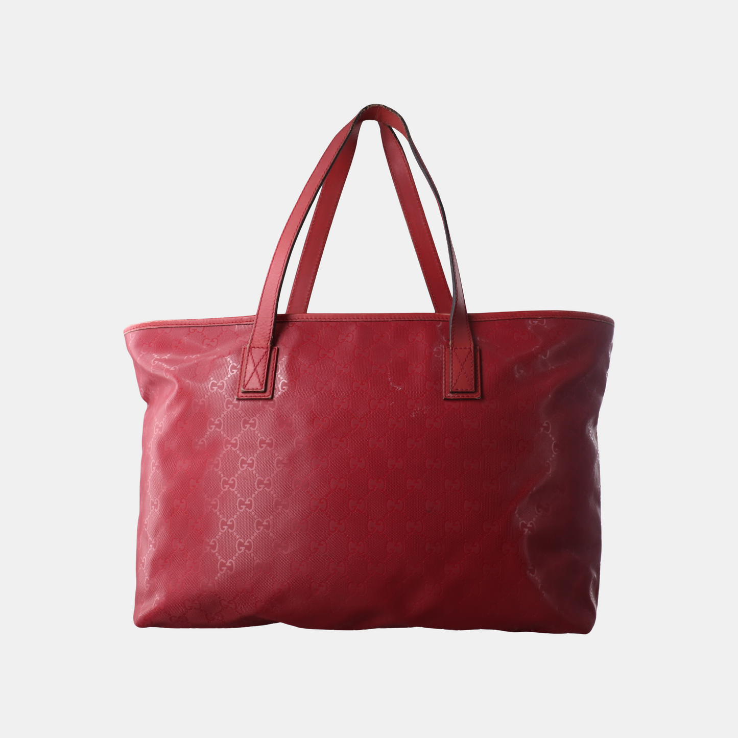 GUCCI GG Imprime Red Coated Canvas Monogrammed Single Shoulder Bag Silver Hardware-(SKU)-14506915
