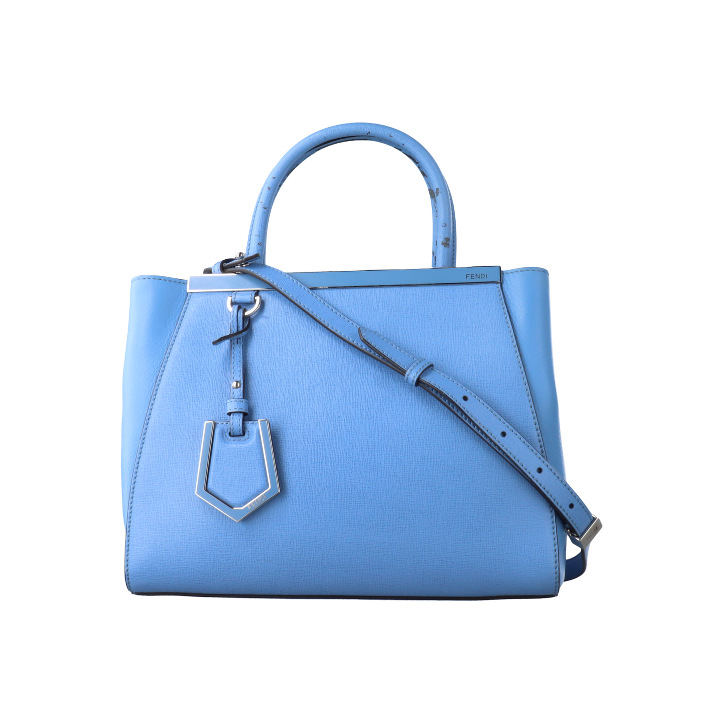 FENDI 2 Jours Small size Blue cowhide crossbody, handbag, shoulder bag Silver Hardware Removable shoulder strap-(SKU)-14510368