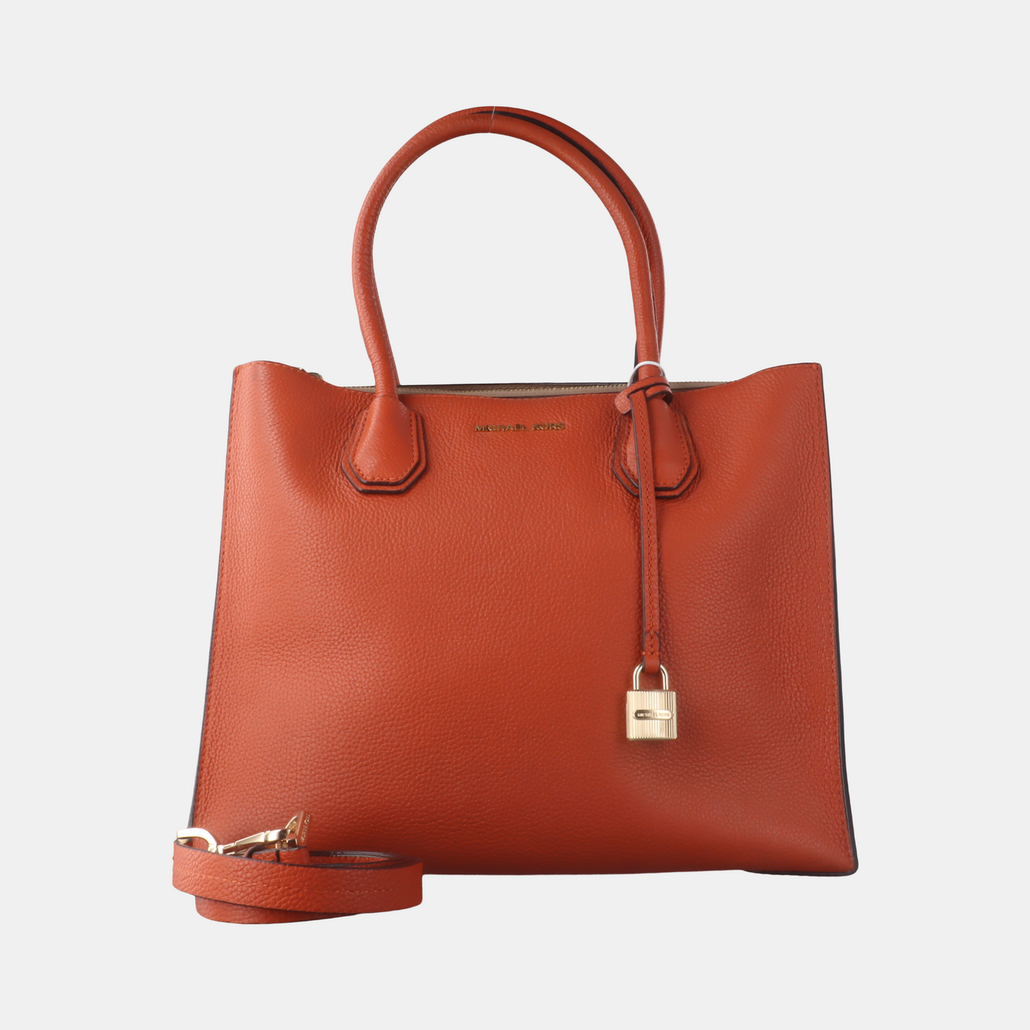 MICHAEL KORS Mercer Large size Orange Cowhide Single Shoulder Bag Crossbody Tote Golden hardware Removable shoulder strap-(SKU)-929074479