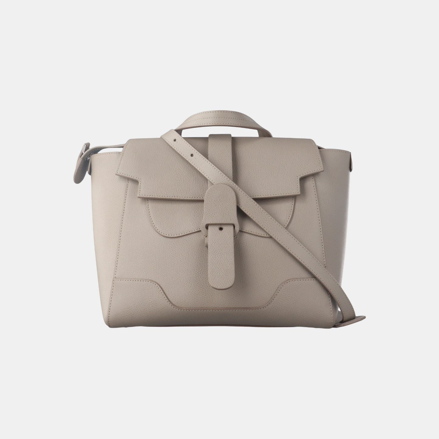 senreve Gray Cow Leather Embossed Single Shoulder Bag Backpack Silver Hardware Removable shoulder strap-(SKU)-14223070