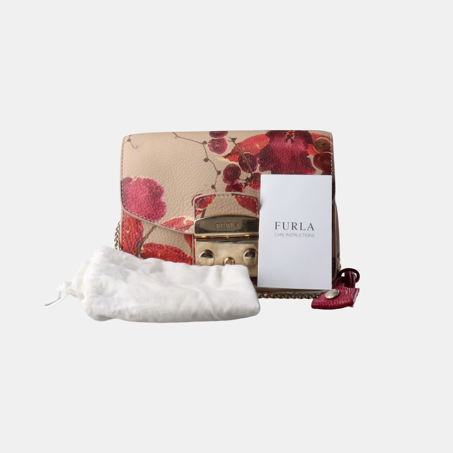 FURLA Metropolis Multicolor Leather Printed Sling Bag with Shoulder Golden hardware Removable shoulder strap-(SKU)-14449646