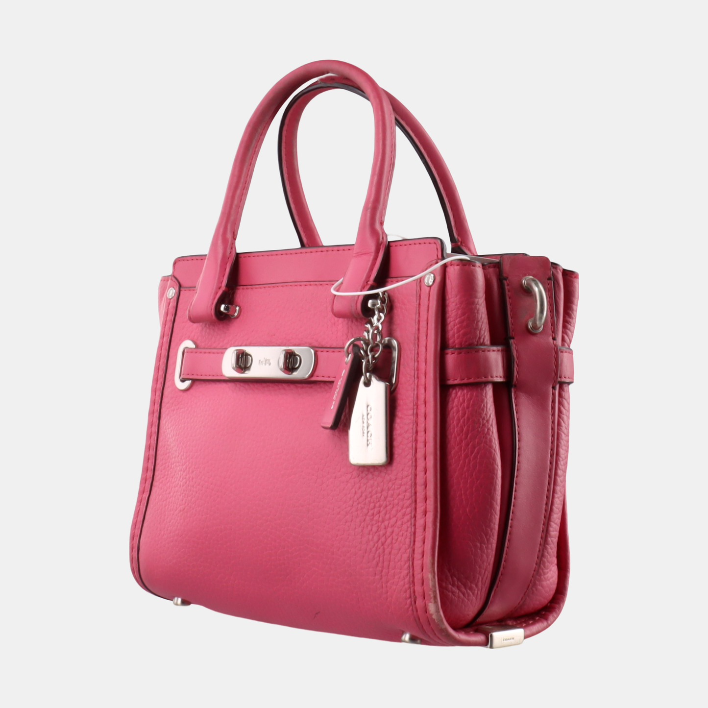 COACH SWAGGER Pink Cowhide Crossbody Bag Ruthenium color hardware Removable shoulder strap-(SKU)-928838798