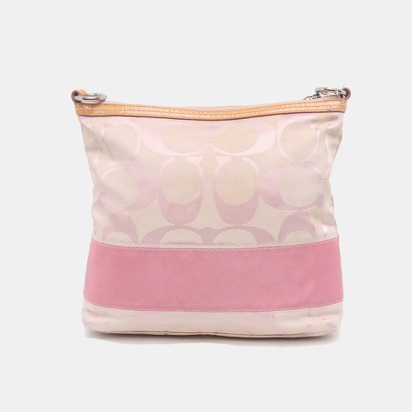 COACH Tote bag Beige canvas monogram floral single shoulder bag handbag crossbody Silver Hardware Removable shoulder strap-(SKU)-929326299