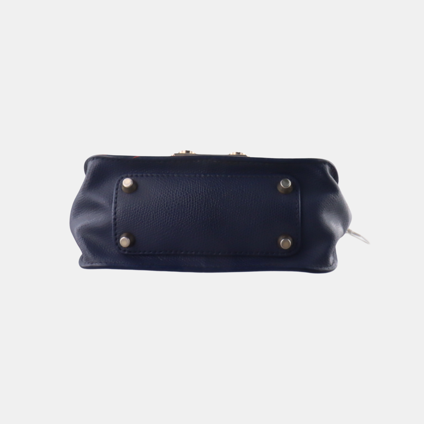 FURLA Metropolis Dark Blue Leather Grooved Handbag with Sling and Shoulder Golden hardware-(SKU)-929659818