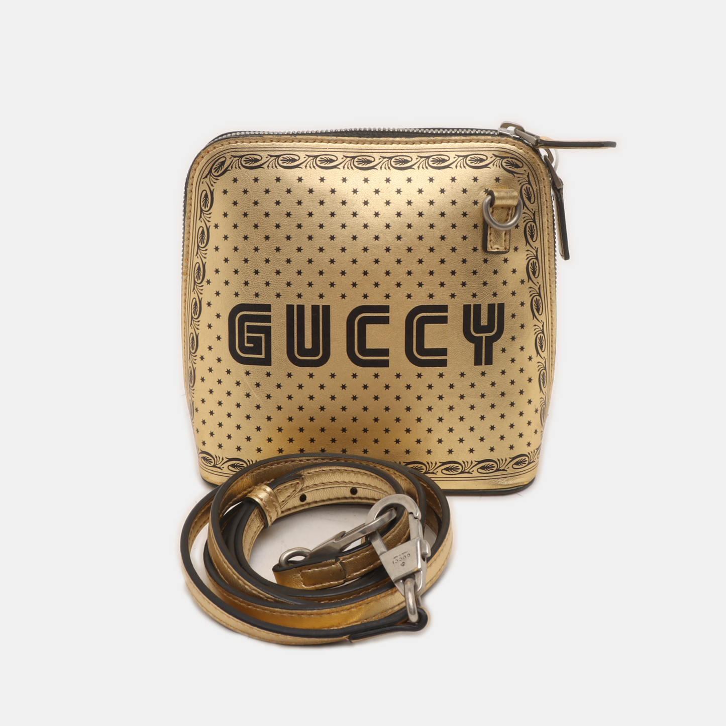 GUCCI Gucci x Sega Champagne Cowhide Printed Crossbody Bag Shoulder Bag Silver Hardware Removable shoulder strap-(SKU)-930001386