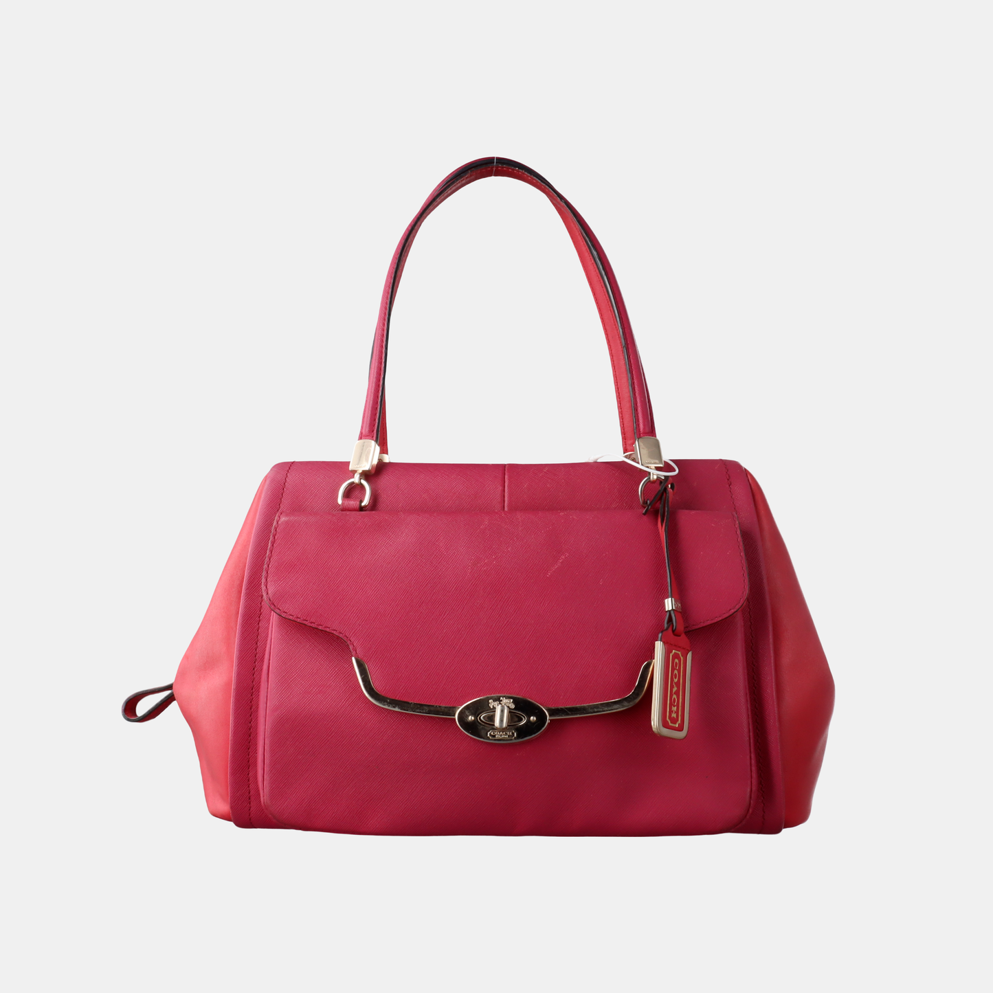 COACH Hot Pink Leather Shoulder, Handbag, and Crossbody Bag Golden hardware-(SKU)-930591818