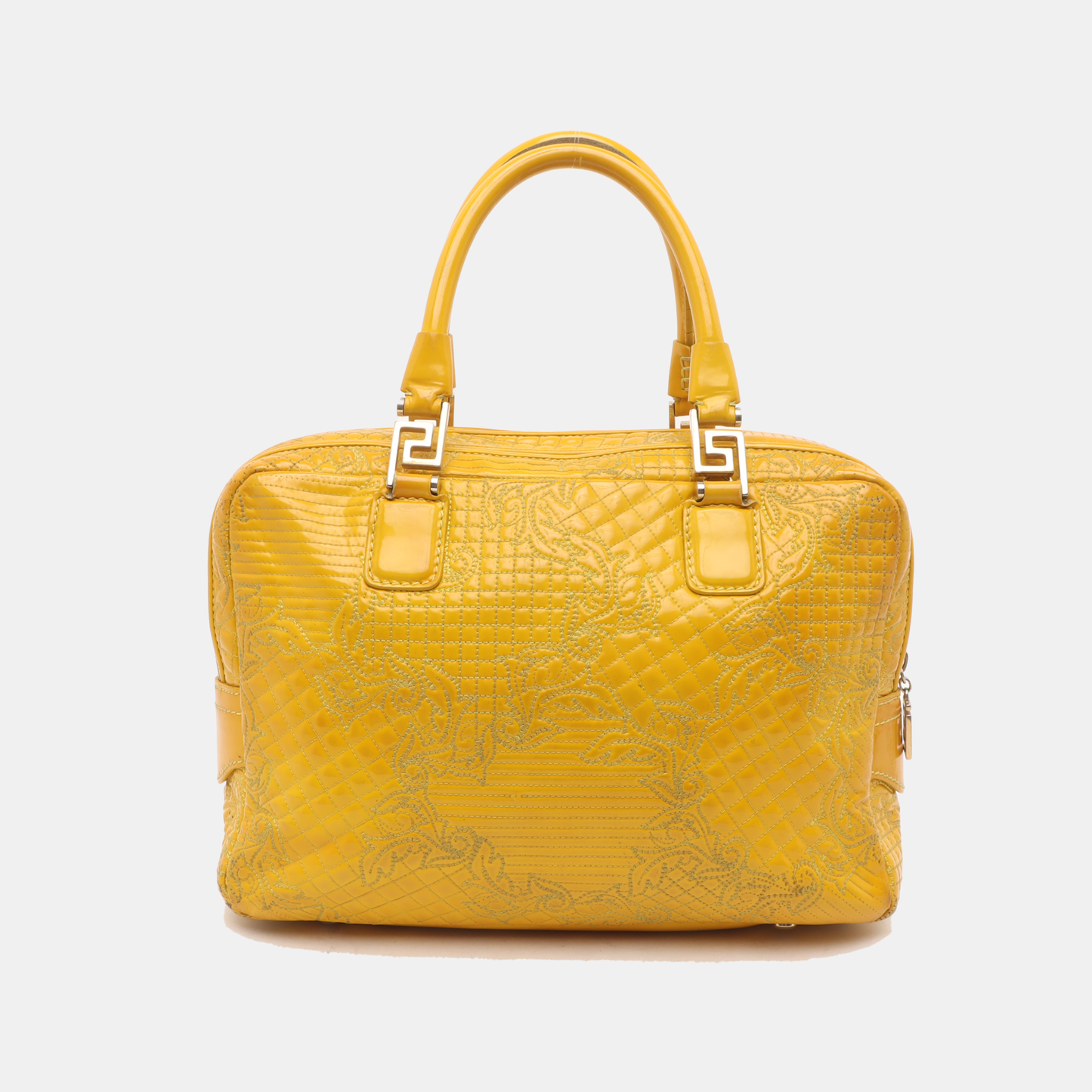 VERSACE Yellow Patent Leather Quilted Handbag Golden hardware-(SKU)-930265862