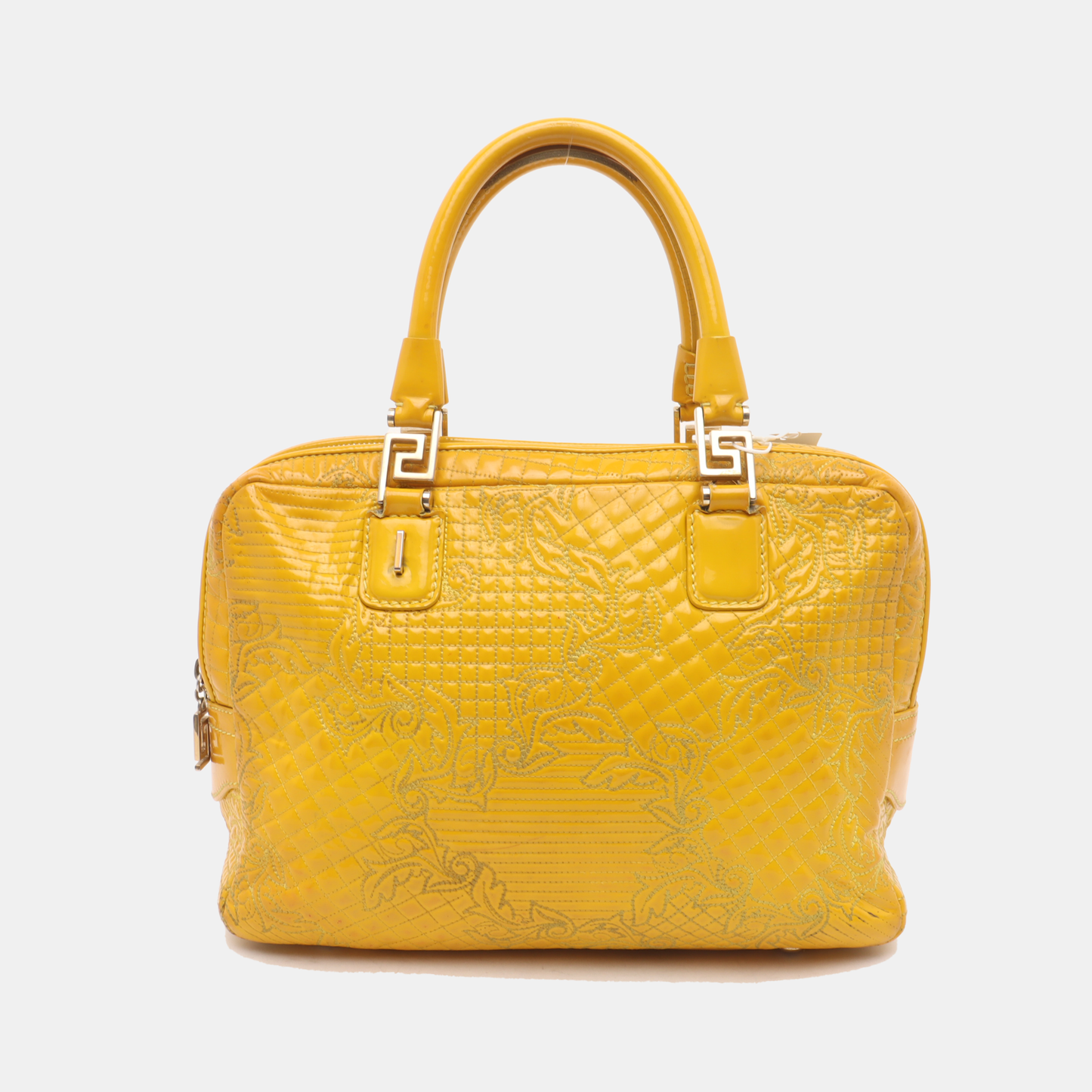VERSACE Yellow Patent Leather Quilted Handbag Golden hardware-(SKU)-930265862