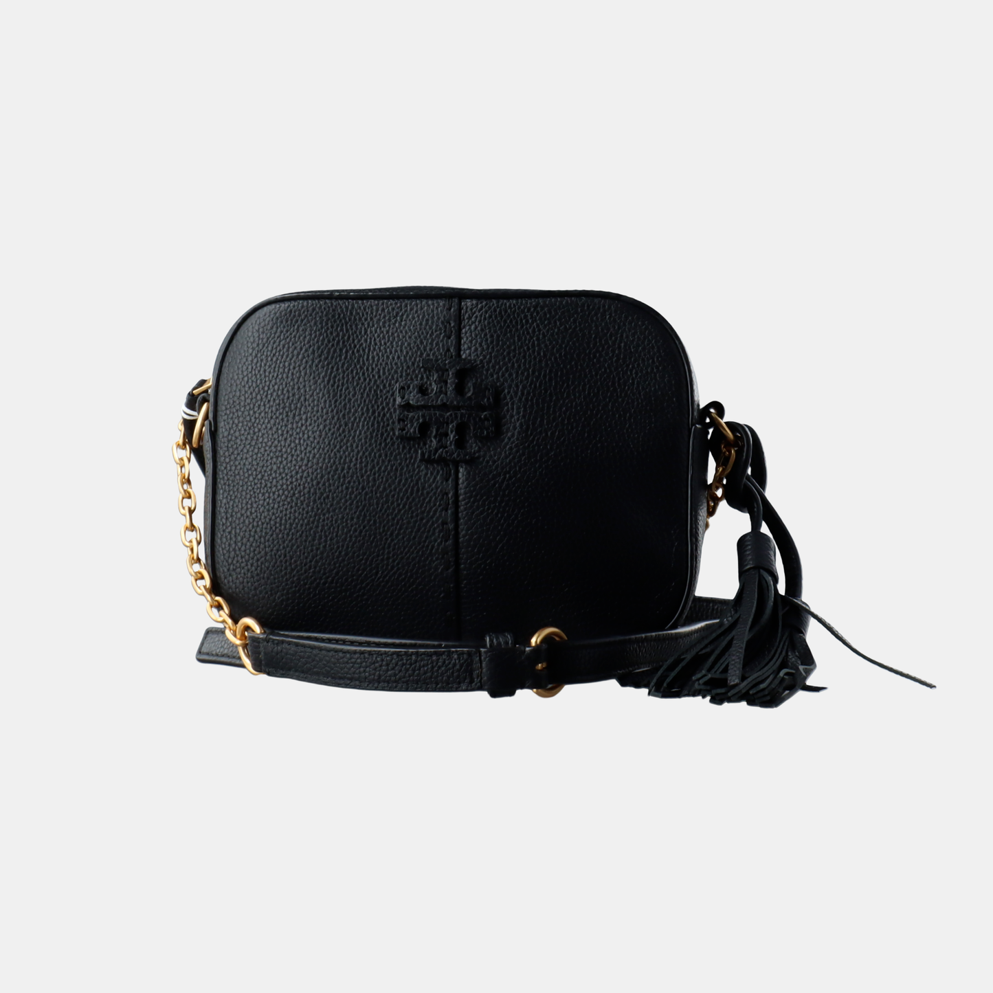 TORY BURCH Mcgraw Black Leather Fringe Crossbody Bag Single Shoulder Bag Tote Bag Golden hardware-(SKU)-931155501