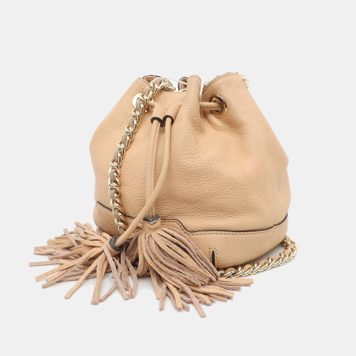 REBECCA MINKOFF Lulu Khaki Leather Fringe Single Shoulder Bag Crossbody Handbag Golden hardware-(SKU)-935256738