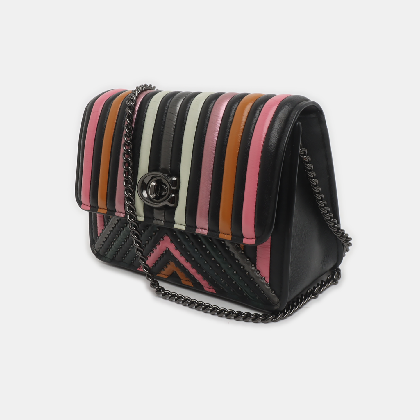 COACH PARKER 18 Color Blocked Leather Quilted Crossbody Shoulder Bag Black hardware-(SKU)-935973346