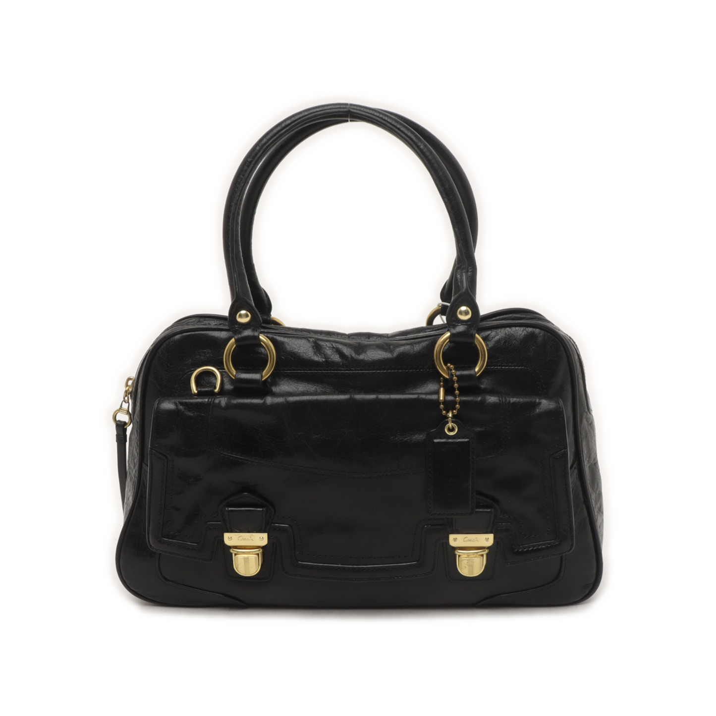 COACH Tote bag Black cowhide tote bag Golden hardware-(SKU)-935769196