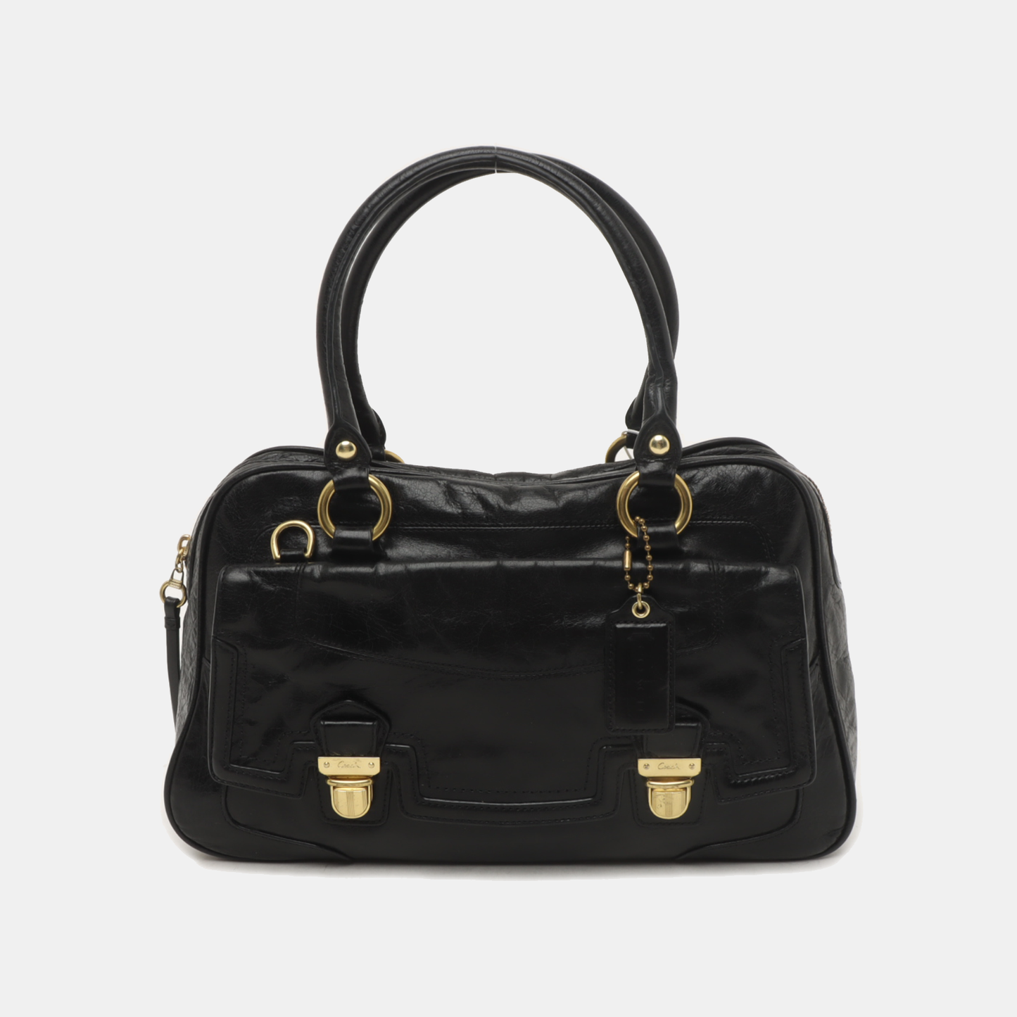 COACH Tote bag Black cowhide tote bag Golden hardware-(SKU)-935769196