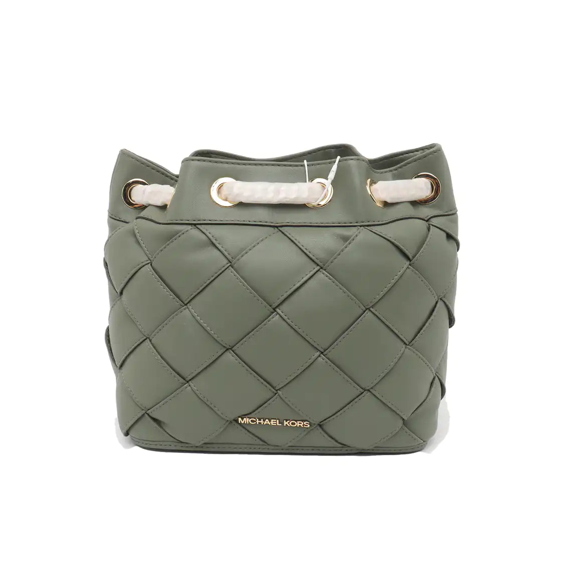 MICHAEL KORS Small size Green Lamb Leather Braided Backpack Golden hardware-(SKU)-936597002