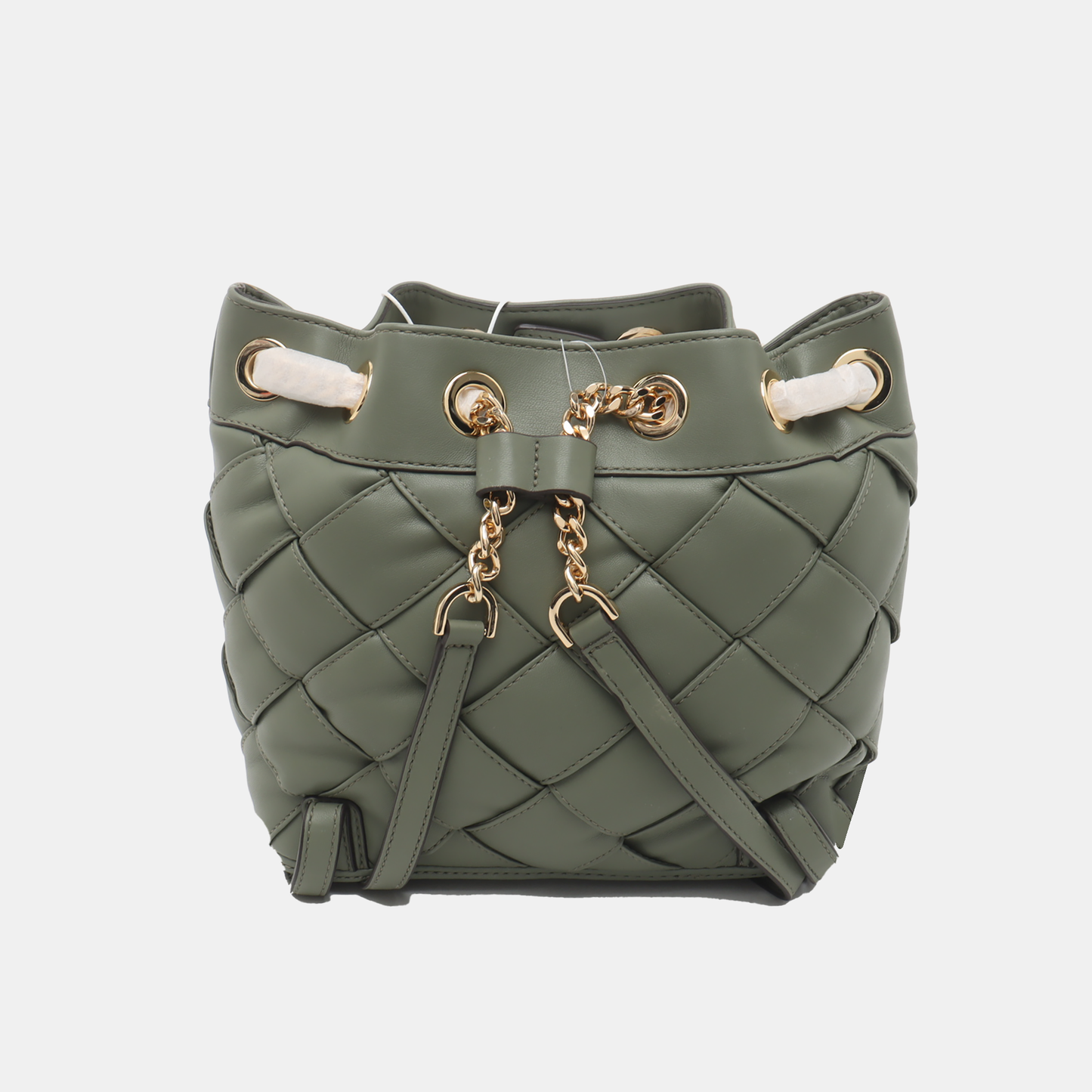 MICHAEL KORS Small size Green Lamb Leather Braided Backpack Golden hardware-(SKU)-936597002