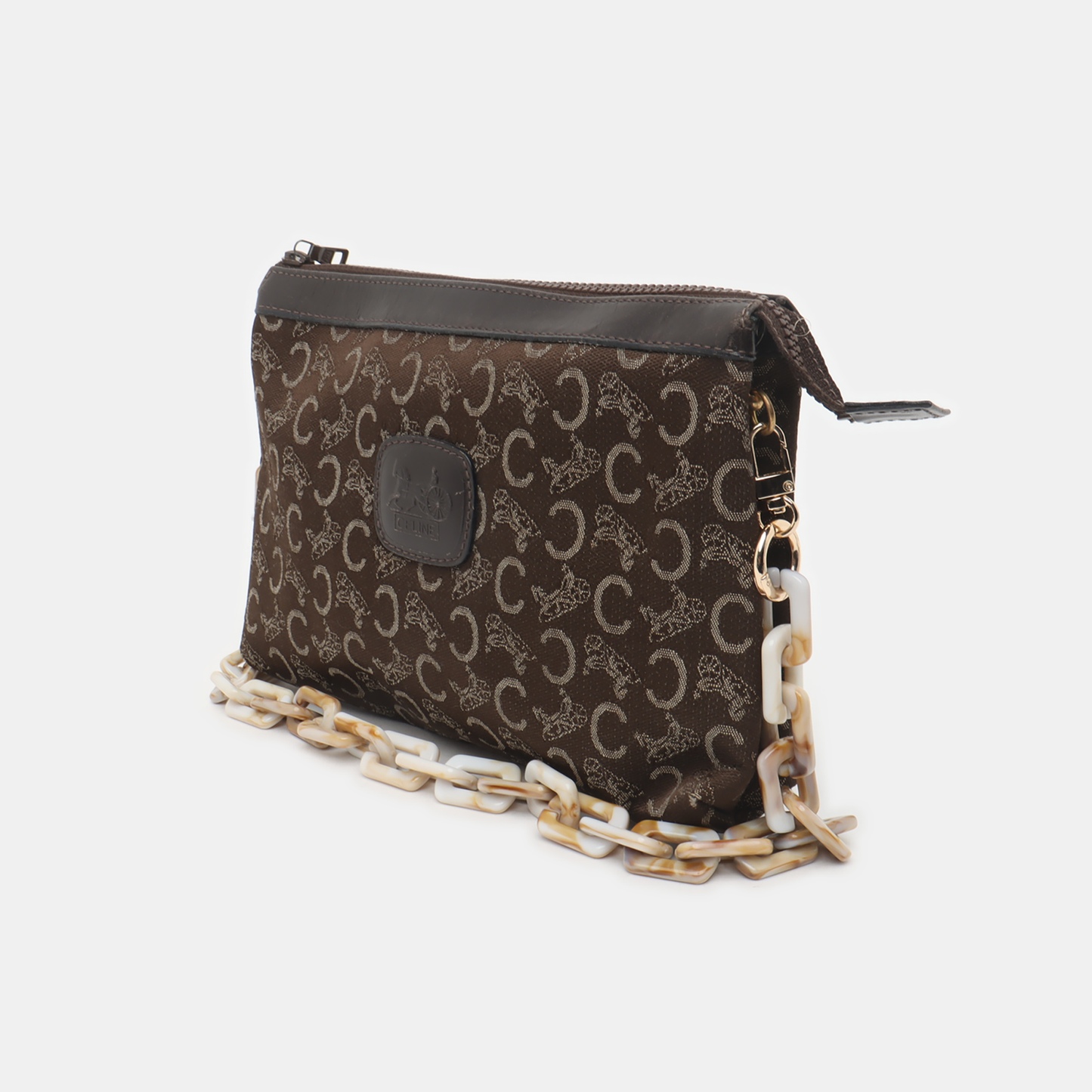 CELINE Brown Canvas Jacquard Clutch Bag Brown Hardware-(SKU)-936934886
