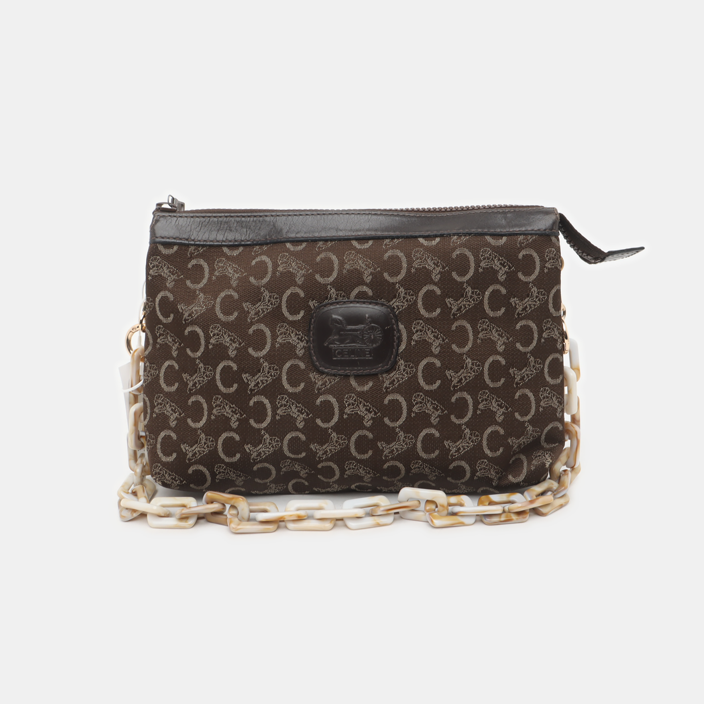 CELINE Brown Canvas Jacquard Clutch Bag Brown Hardware-(SKU)-936934886
