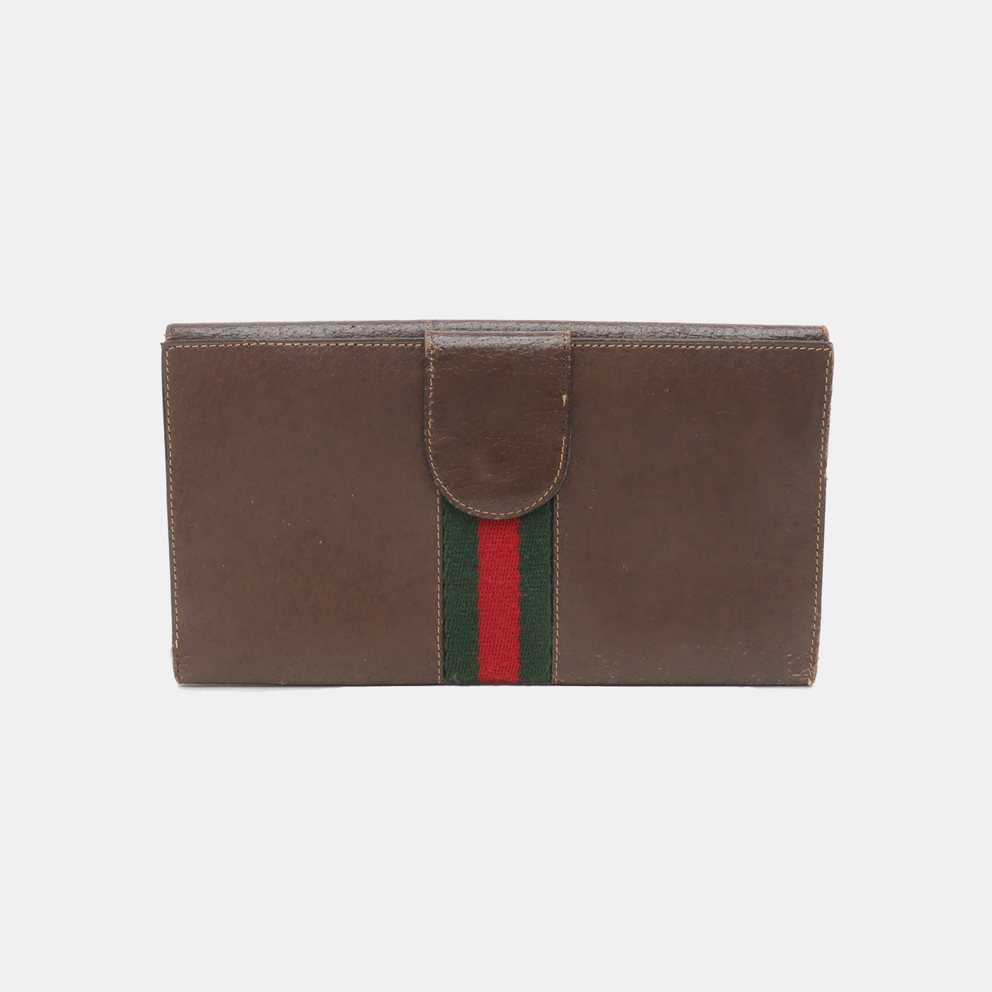 GUCCI Brown Leather Striped Strap Handbag Golden hardware-(SKU)-937184977