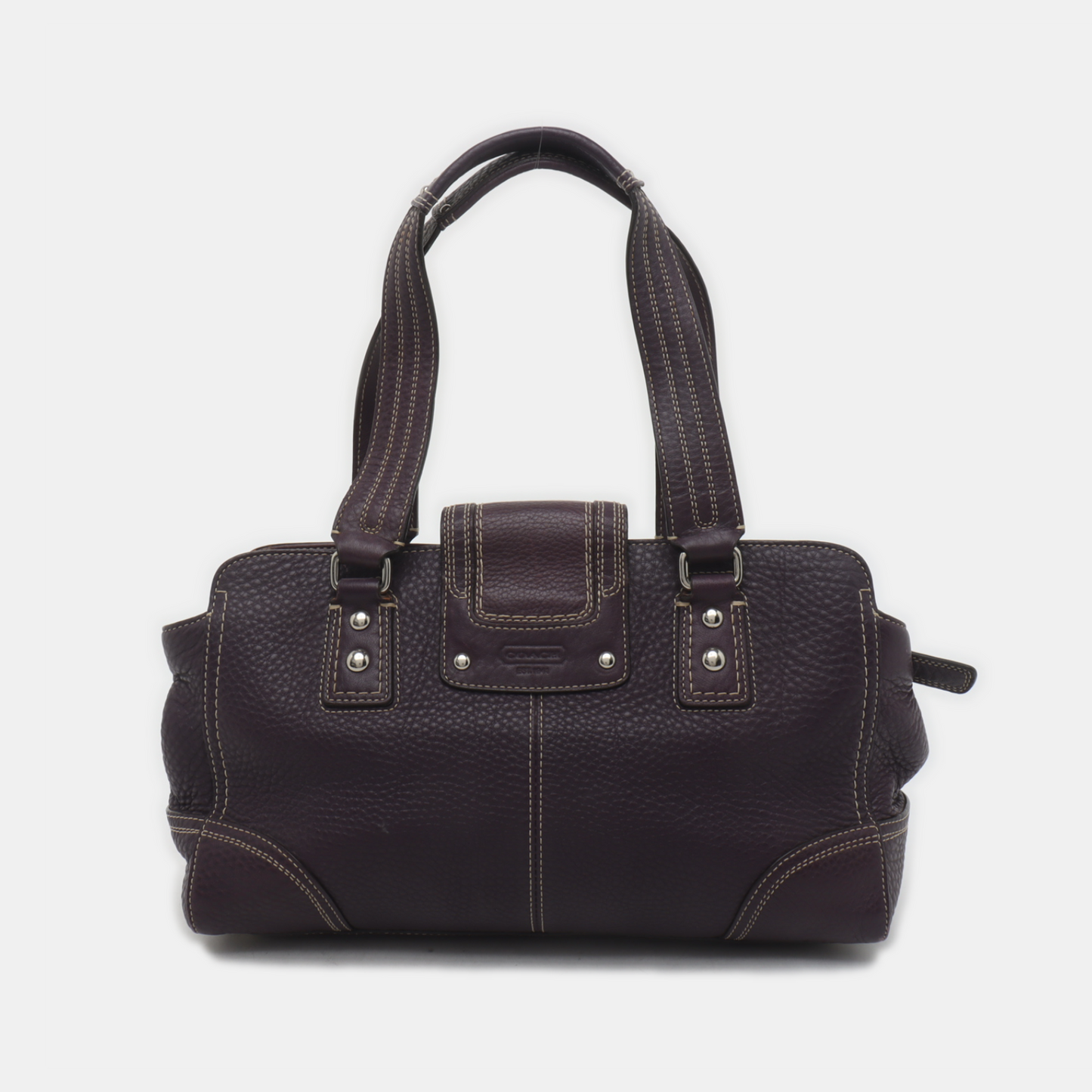 COACH Tote bag Purple Leather Handbag Silver Hardware-(SKU)-938235909