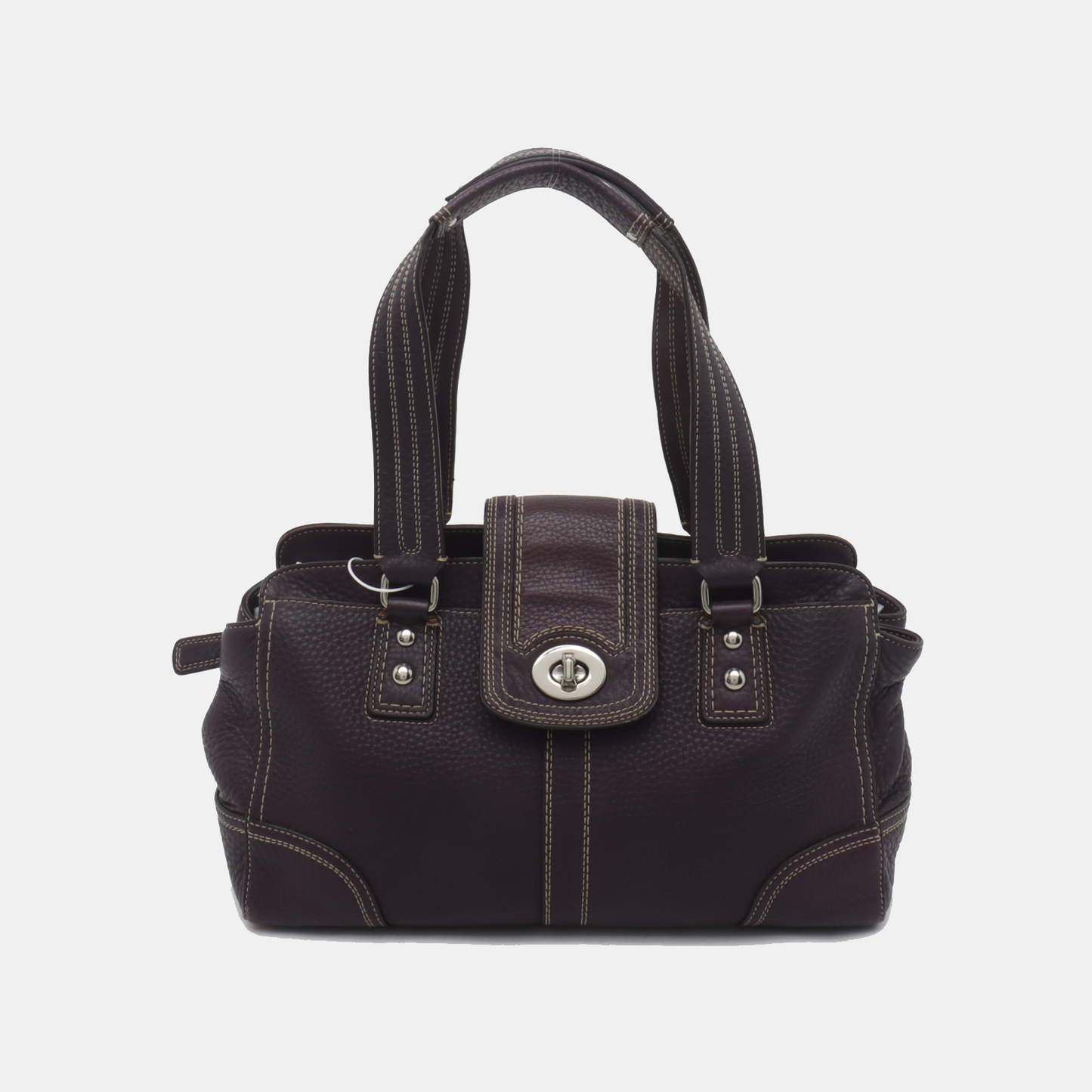 COACH Tote bag Purple Leather Handbag Silver Hardware-(SKU)-938235909