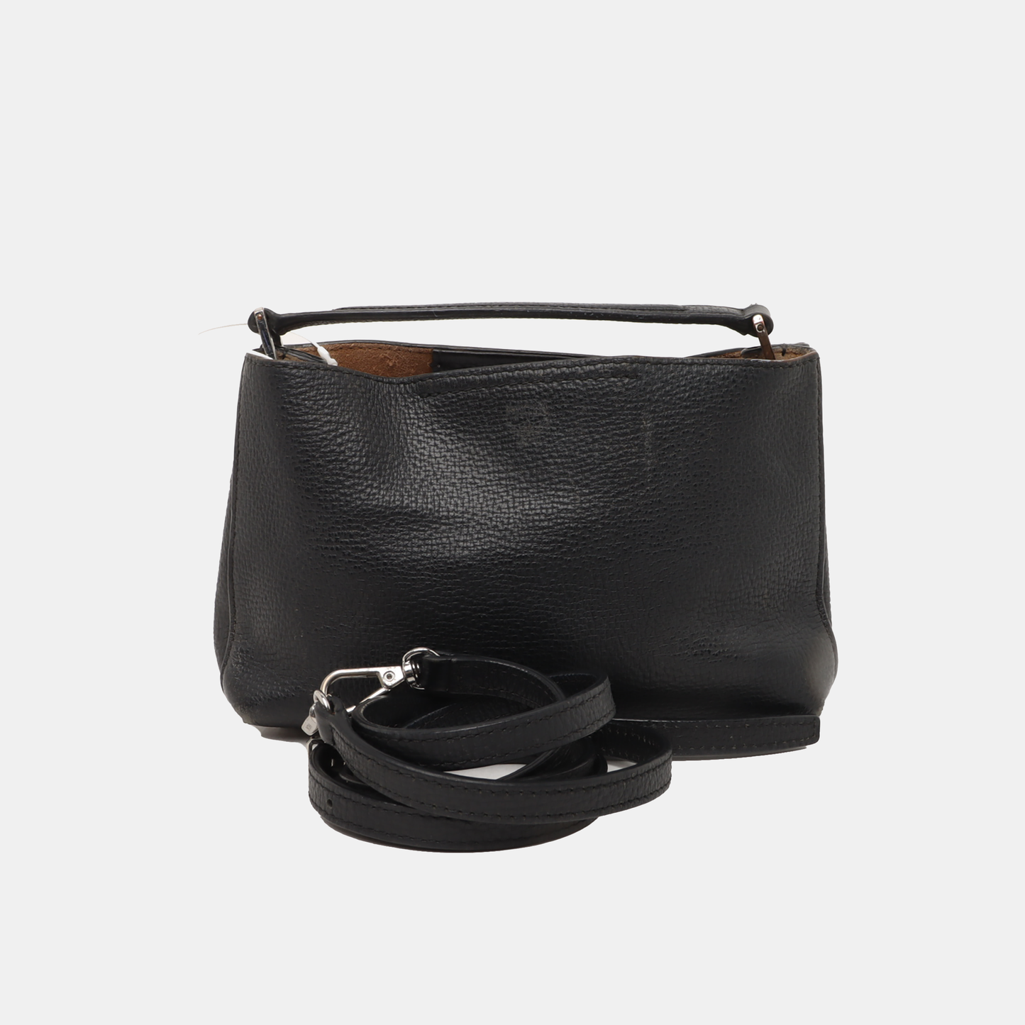 MCM Tote bag Black Leather Crossbody Bag Silver Hardware Removable shoulder strap-(SKU)-938526740
