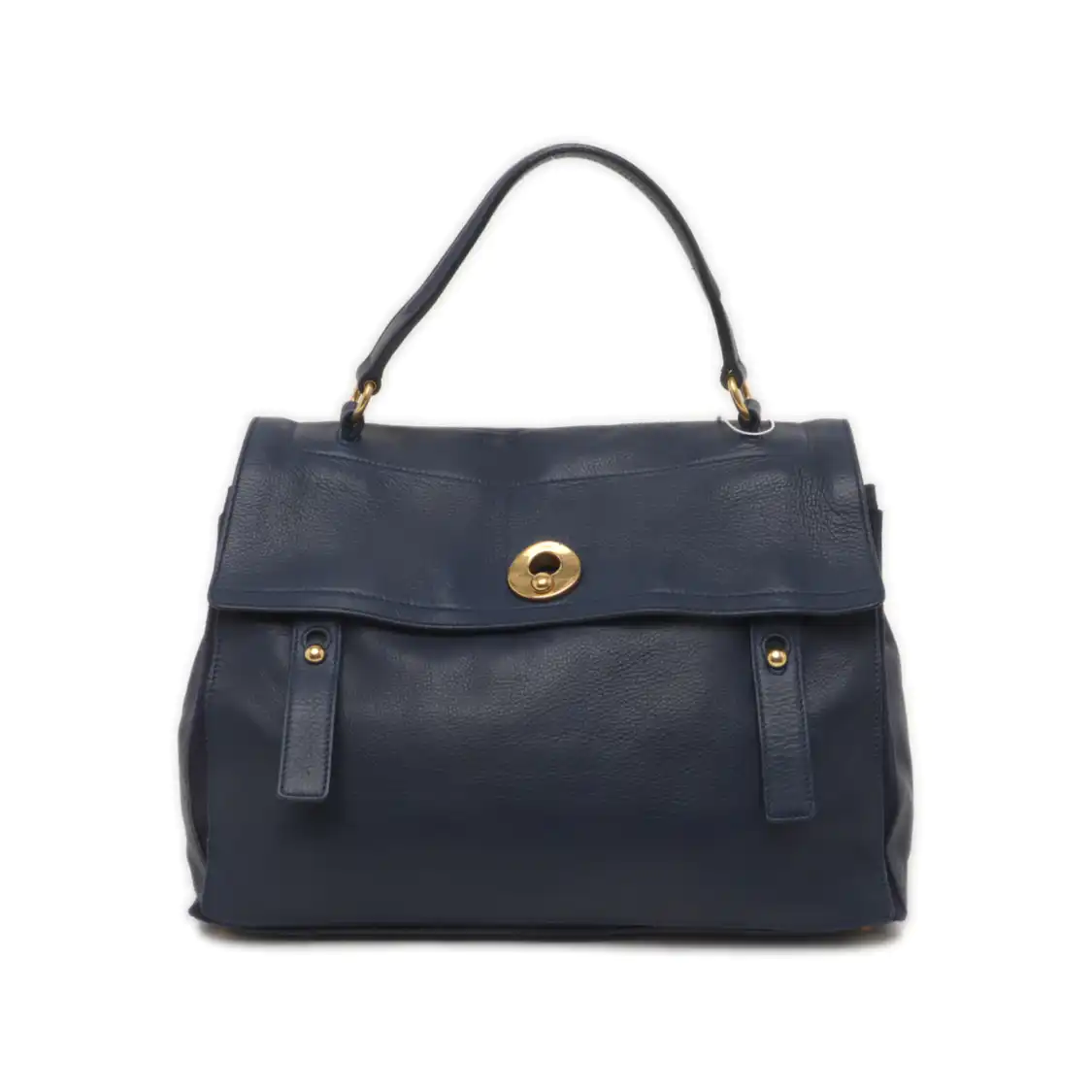 YSL MUSE TWO Dark Blue Cowhide Studs Handbag Golden hardware-(SKU)-939599133