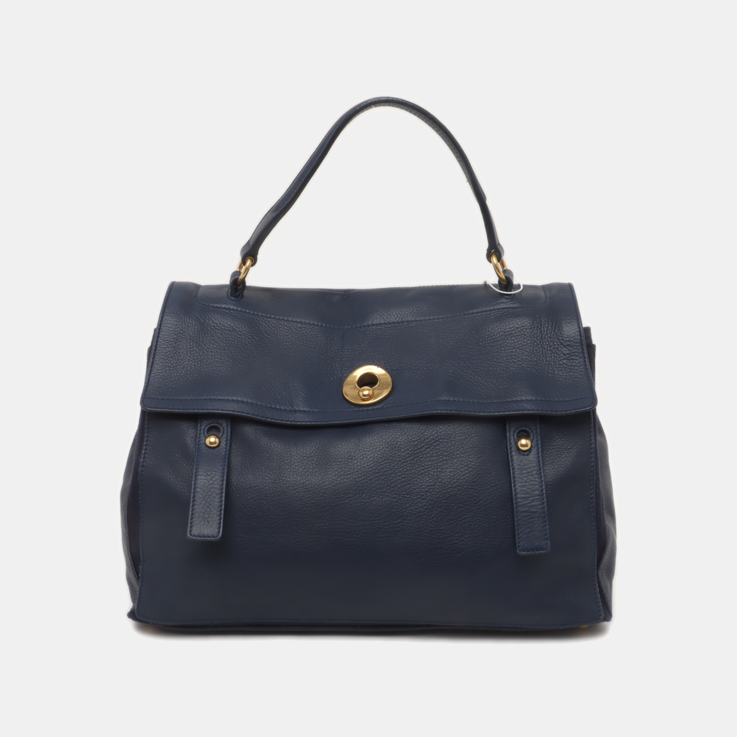 YSL MUSE TWO Dark Blue Cowhide Studs Handbag Golden hardware-(SKU)-939599133