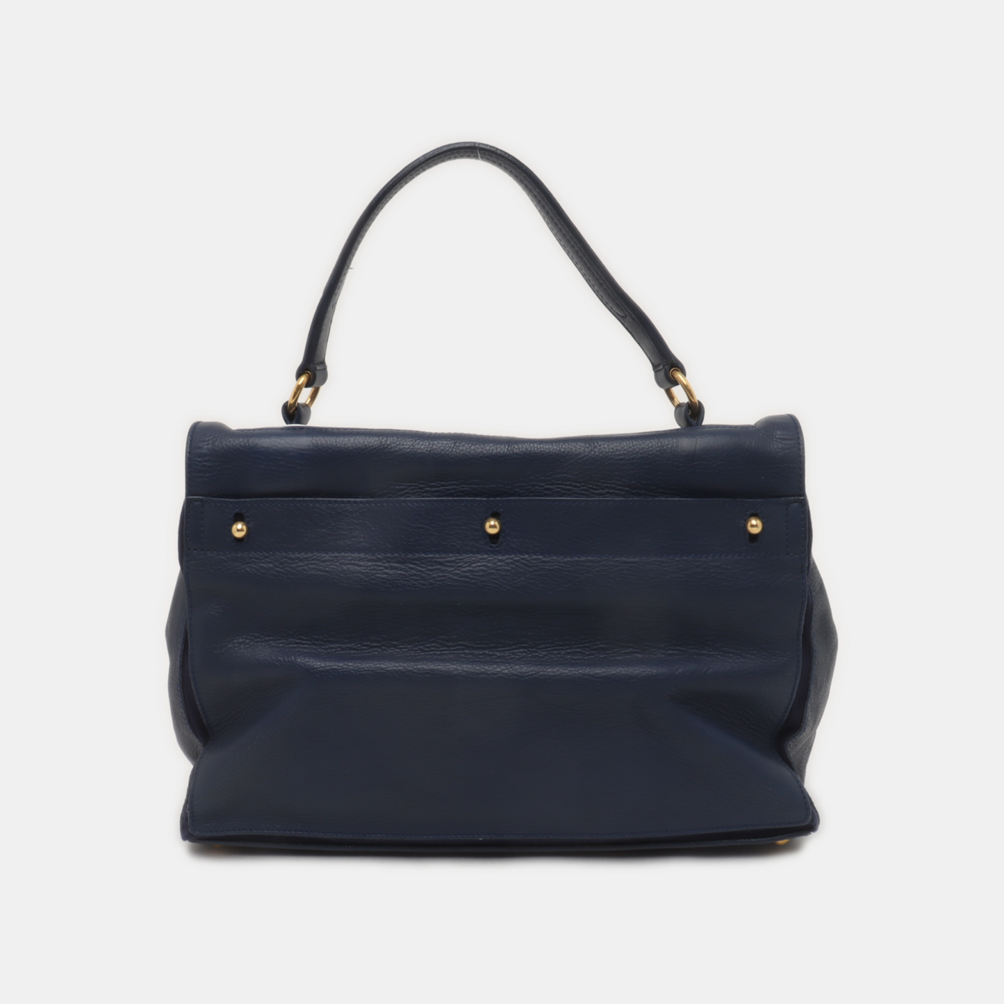 YSL MUSE TWO Dark Blue Cowhide Studs Handbag Golden hardware-(SKU)-939599133