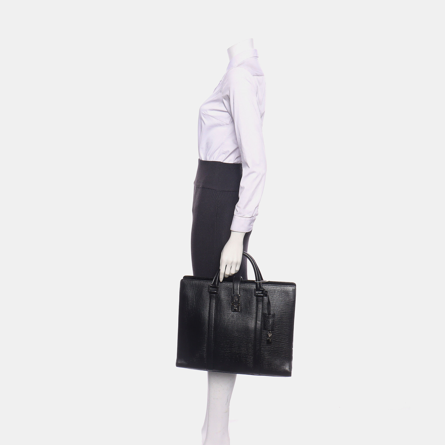 GUCCI Black Cowhide Embossed Handbag Silver Hardware-(SKU)-939892338
