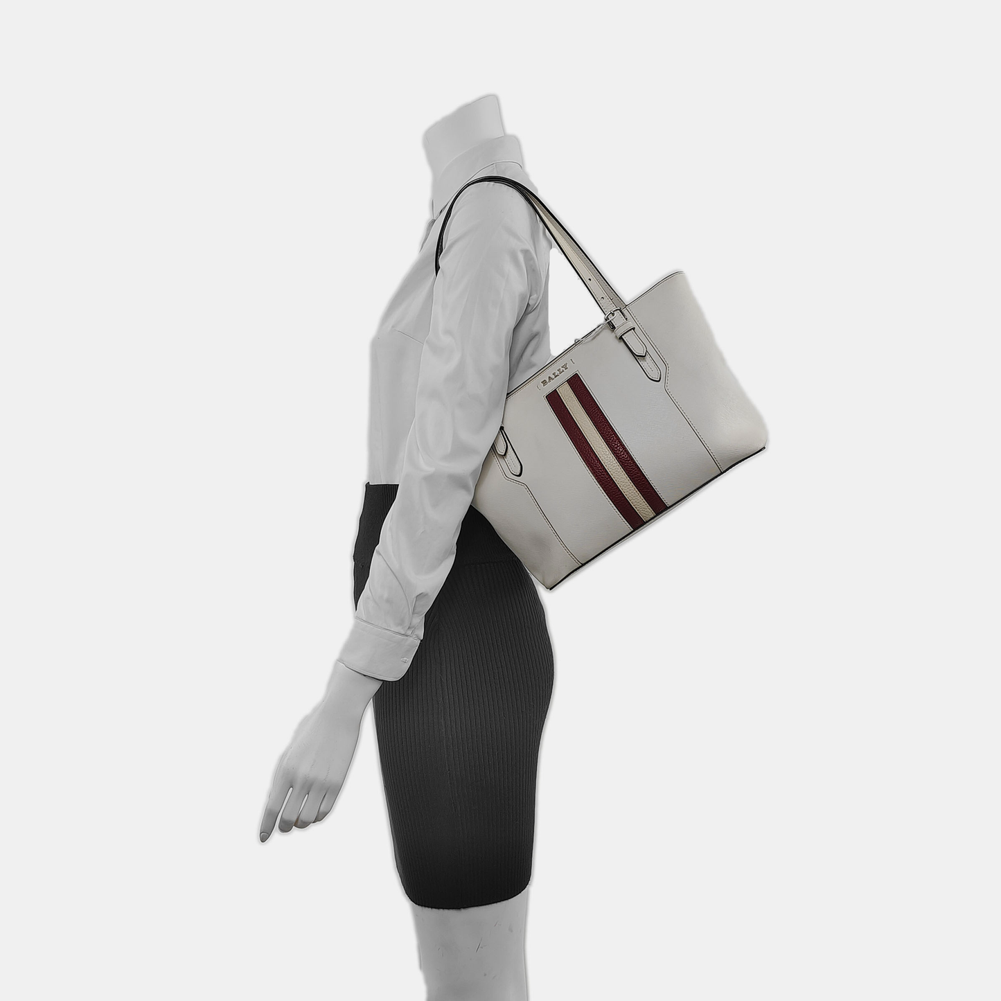 BALLY Tote bag White Cowhide Single Shoulder Bag Tote Silver Hardware shoulder straps-(SKU)-939934719