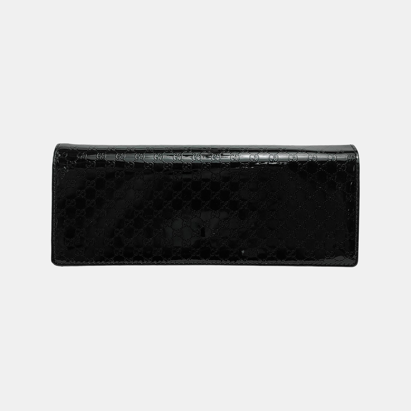 GUCCI Black Patent Leather Monogrammed Woven Handbag Golden hardware-(SKU)-940157438
