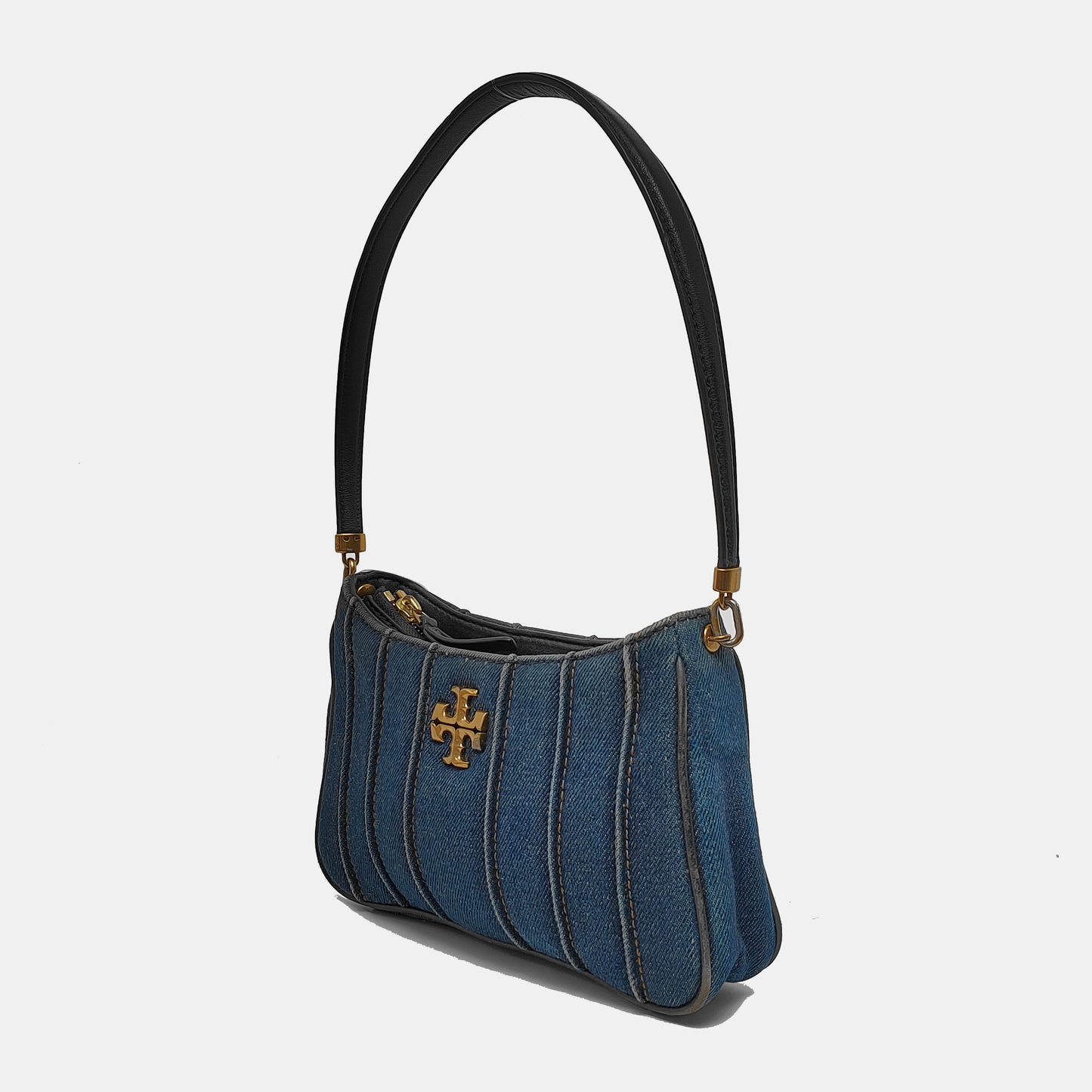 TORY BURCH Blue Fabric Quilted Single Shoulder Bag, Handbag Golden hardware-(SKU)-940595833