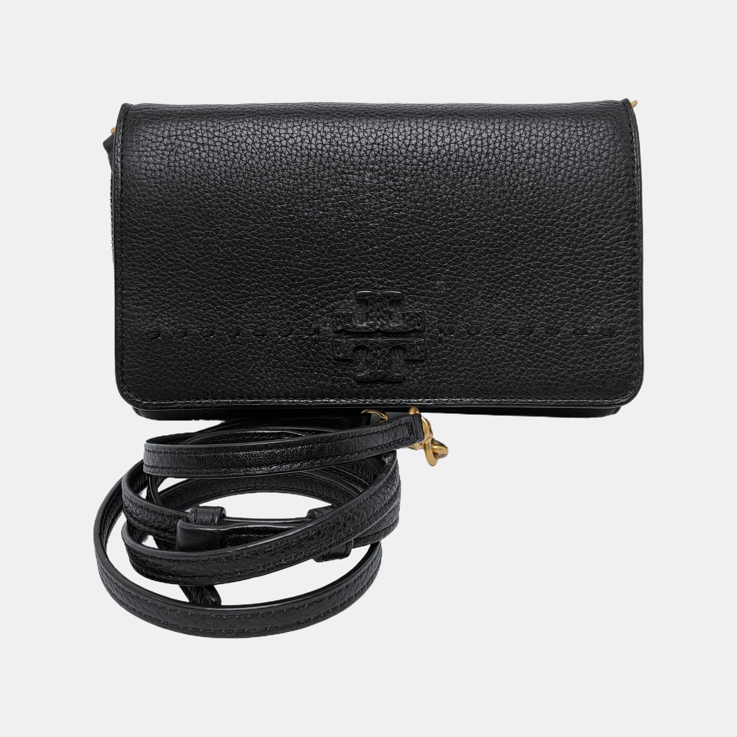 TORY BURCH Taylor Black leather crossbody bag handbag Golden hardware Removable shoulder strap-(SKU)-940612898
