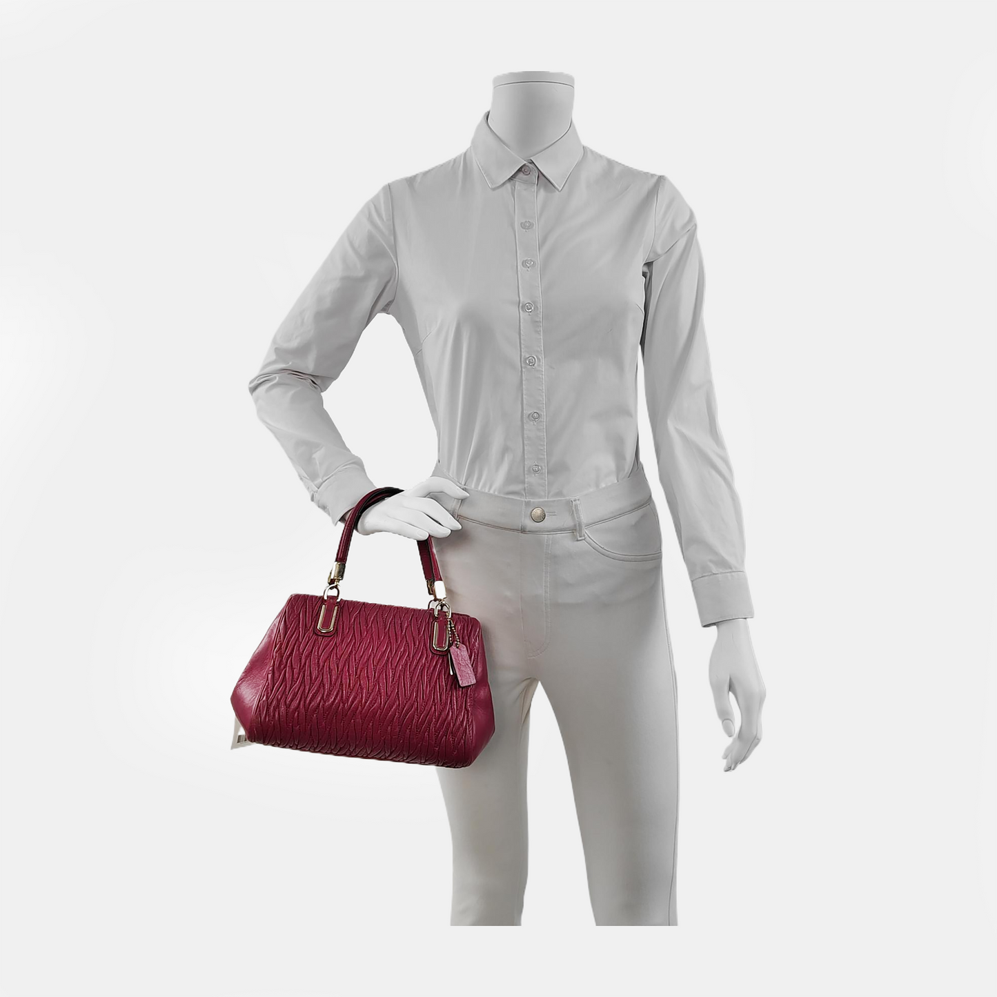 COACH MADISON Fuchsia Leather Single Shoulder Handbag Crossbody Golden hardware-(SKU)-941851369