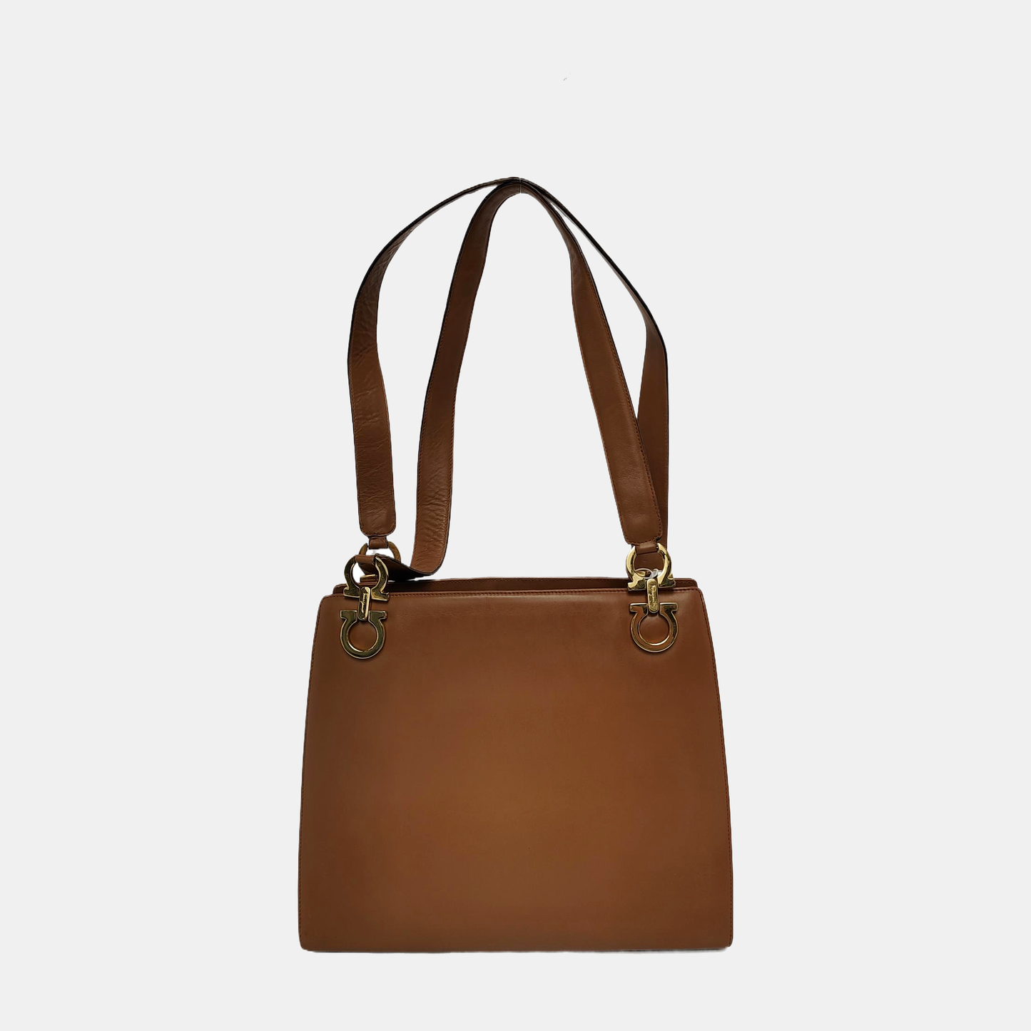 FERRAGAMO Tote bag Brown Cowhide Single Shoulder Bag Tote Golden hardware-(SKU)-941975755