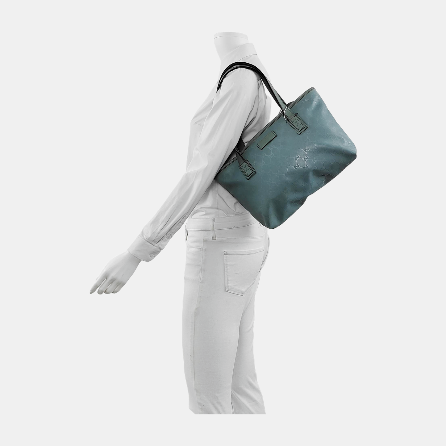 GUCCI GG Imprime Blue Coated Canvas Monogram Single Shoulder Bag Silver Hardware-(SKU)-941683823