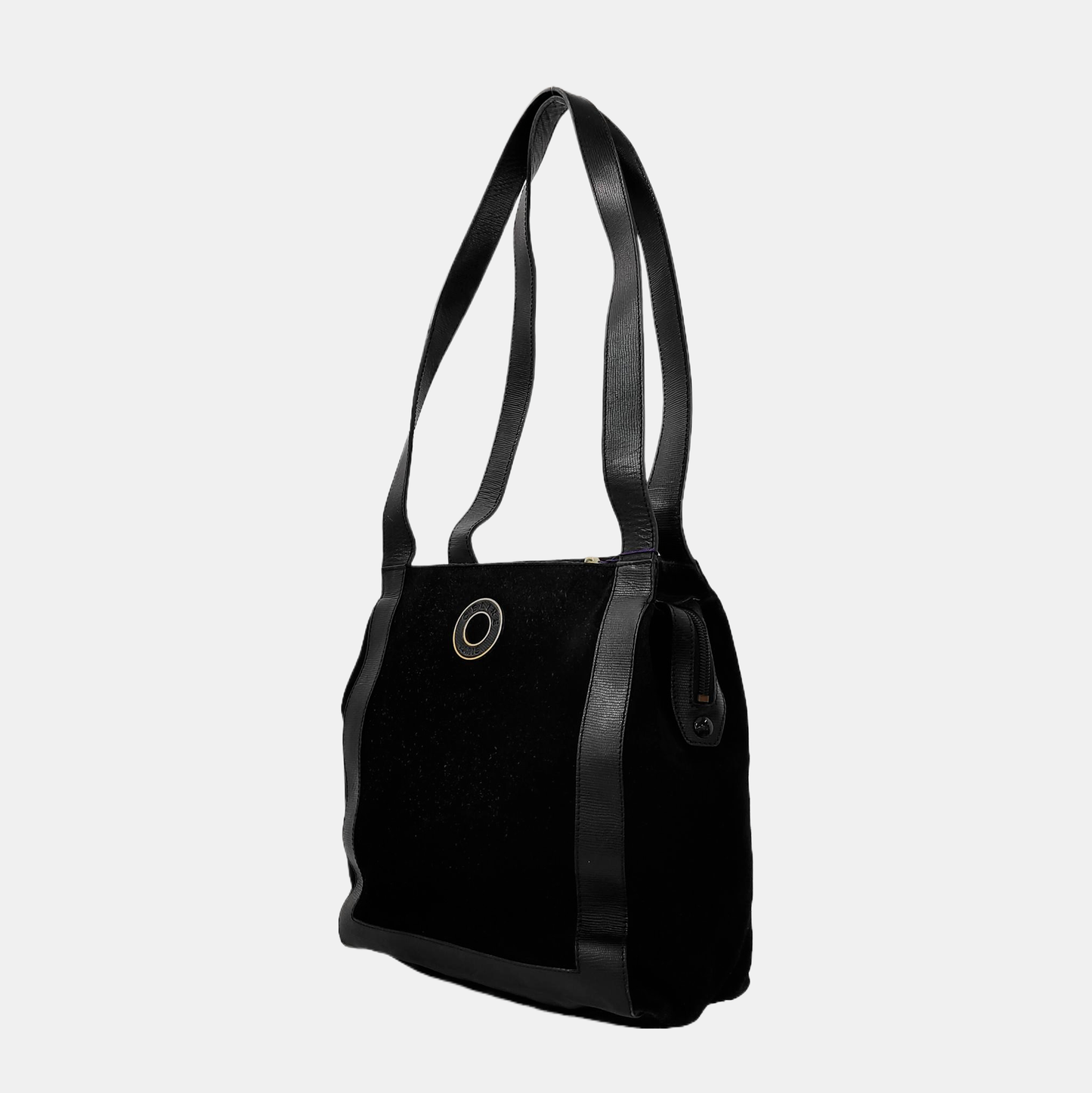 CELINE Tote bag Black Suede Leather Shoulder and Handbag Golden hardware-(SKU)-941997347
