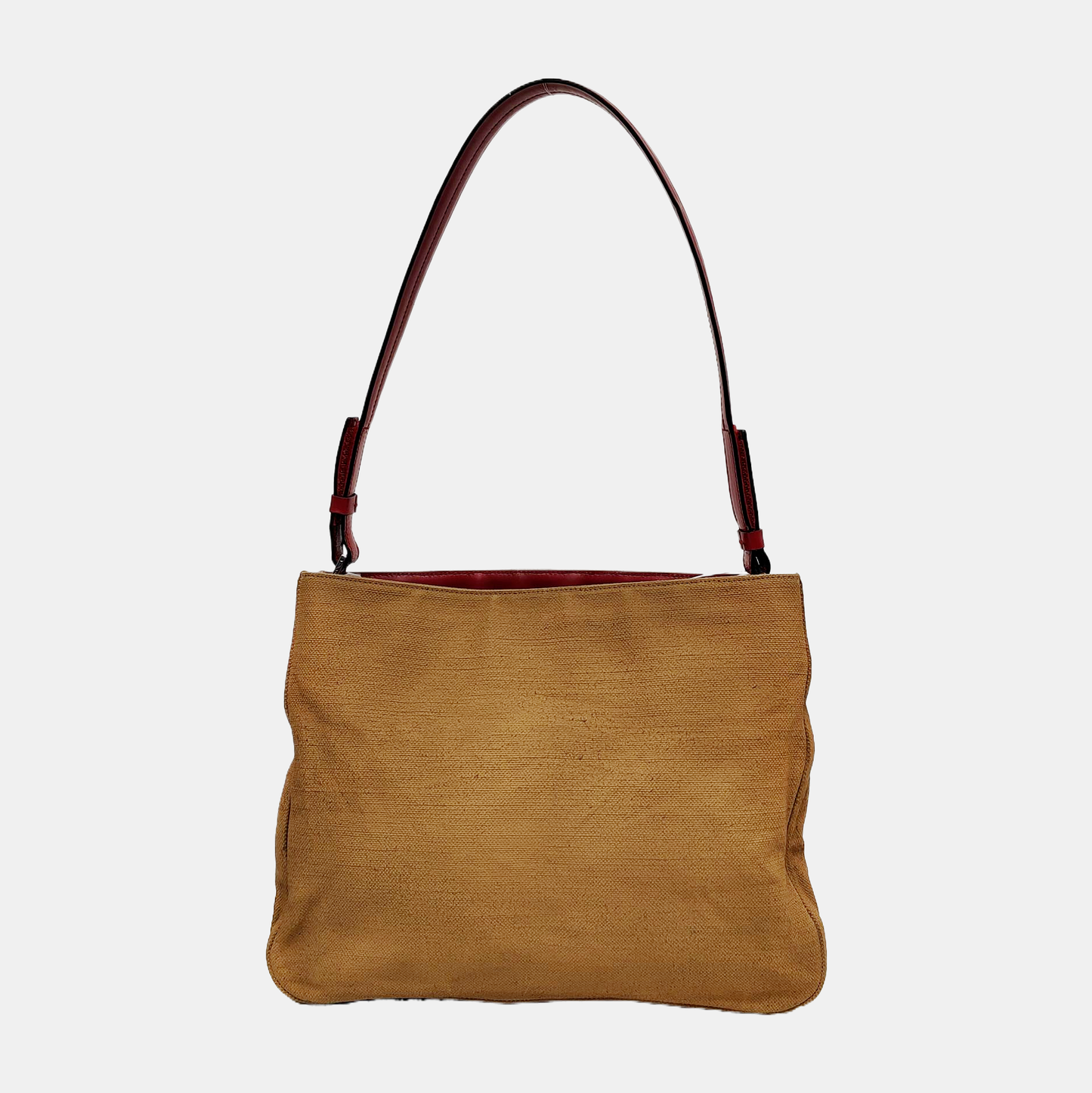 PRADA Tote bag Caramel Fabric Single Shoulder Bag, Handbag Silver Hardware-(SKU)-941849389