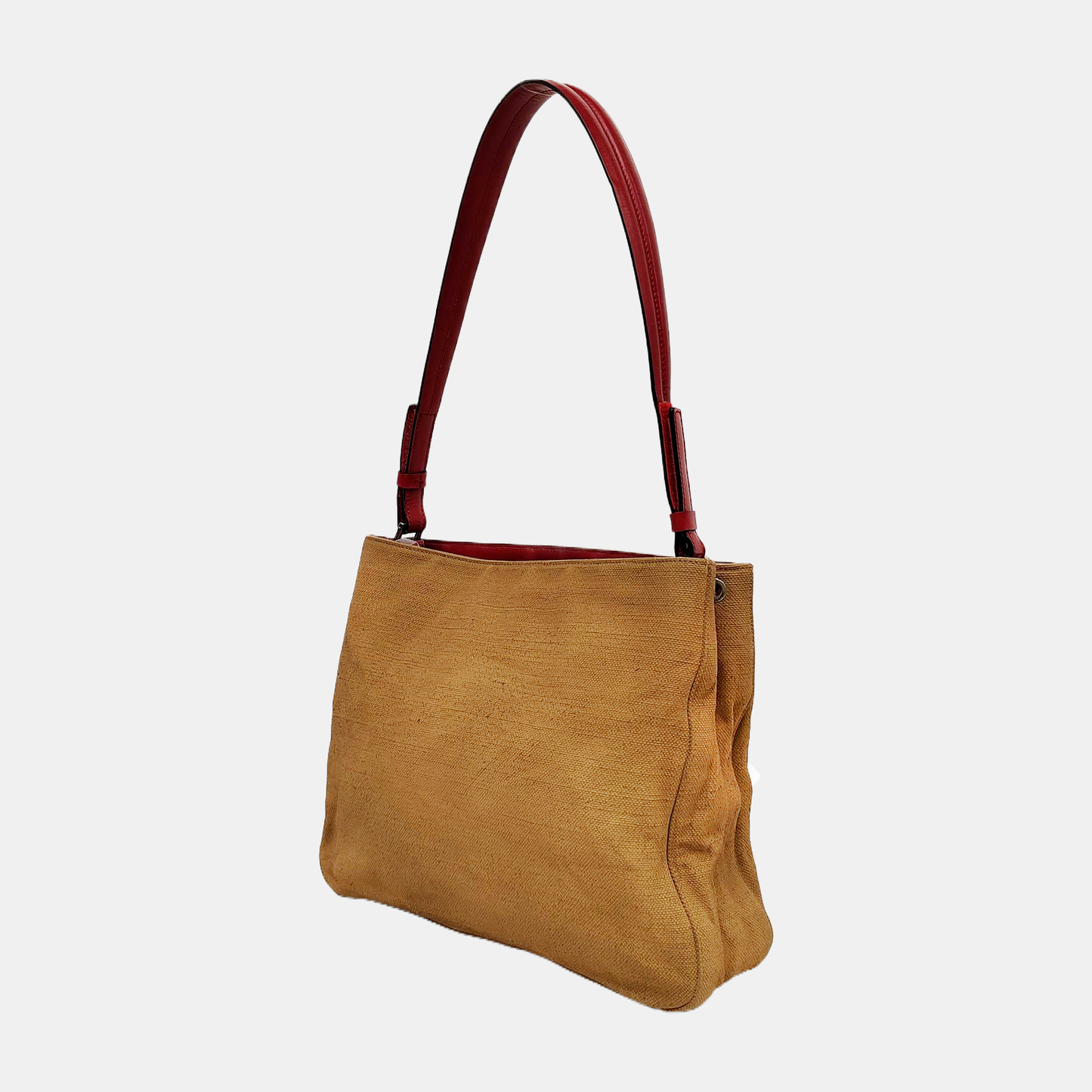 PRADA Tote bag Caramel Fabric Single Shoulder Bag, Handbag Silver Hardware-(SKU)-941849389