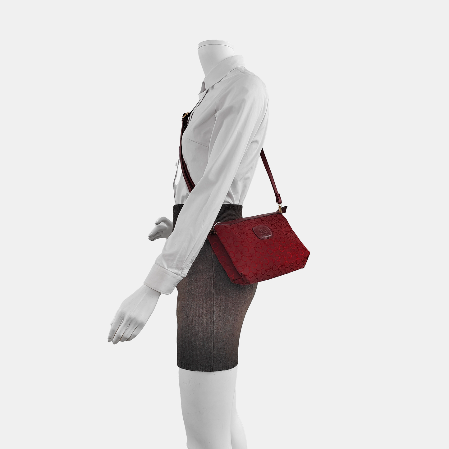 CELINE Red Fabric Jacquard Handbag Silver Hardware-(SKU)-942434157
