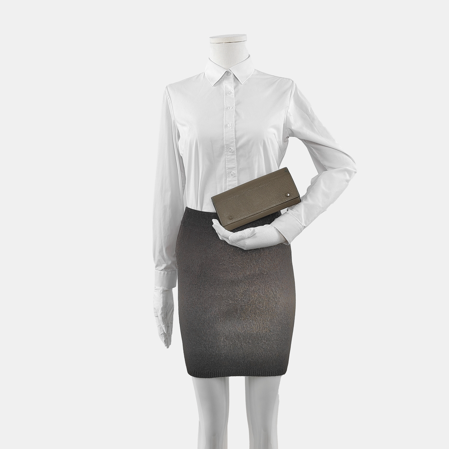 CELINE Gray Cowhide Wallet Silver Hardware-(SKU)-943087470