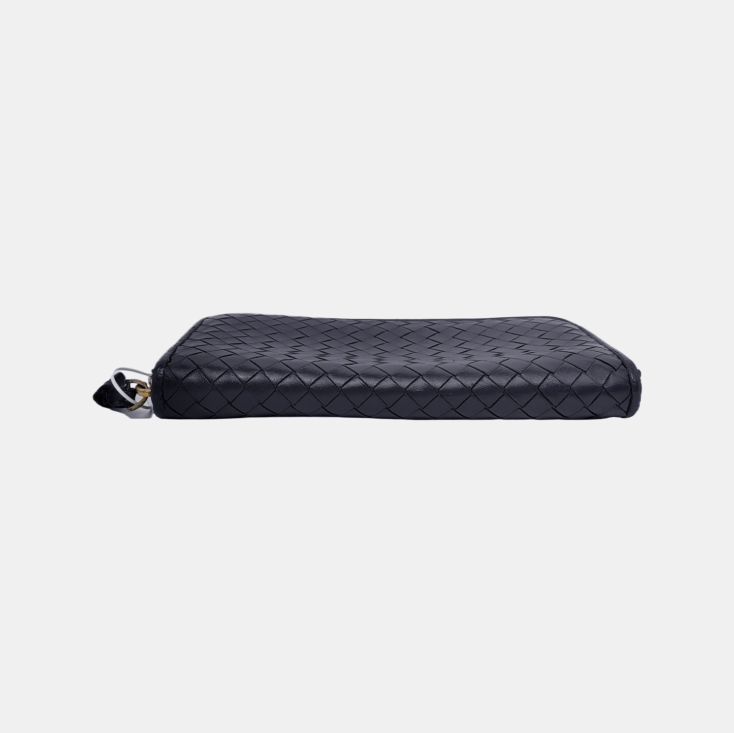 BOTTEGA VENETA Veneta Navy Blue Cowhide Braided Wallet Black hardware-(SKU)-943401701