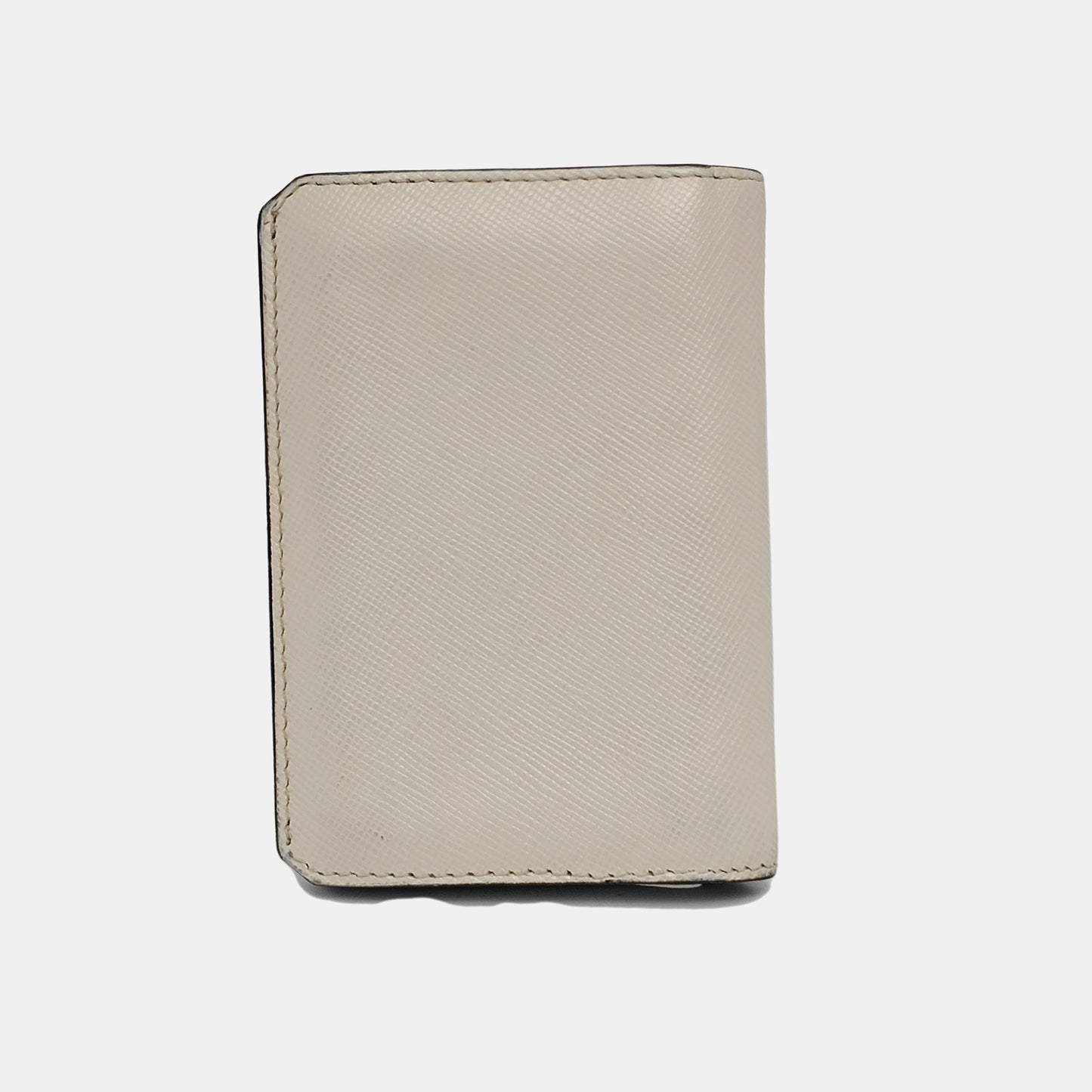PRADA White Cowhide Crosshatch Card Case Silver Hardware-(SKU)-943649061