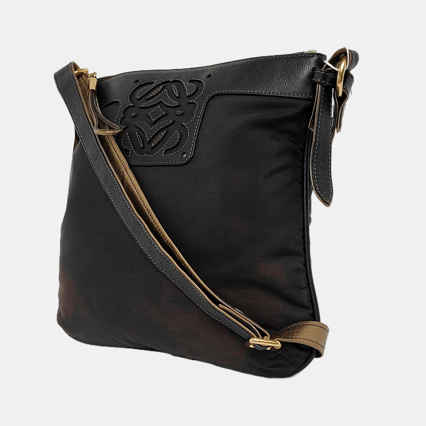 LOEWE Black Canvas Single Shoulder Bag Crossbody Bag Silver Hardware-(SKU)-943657532
