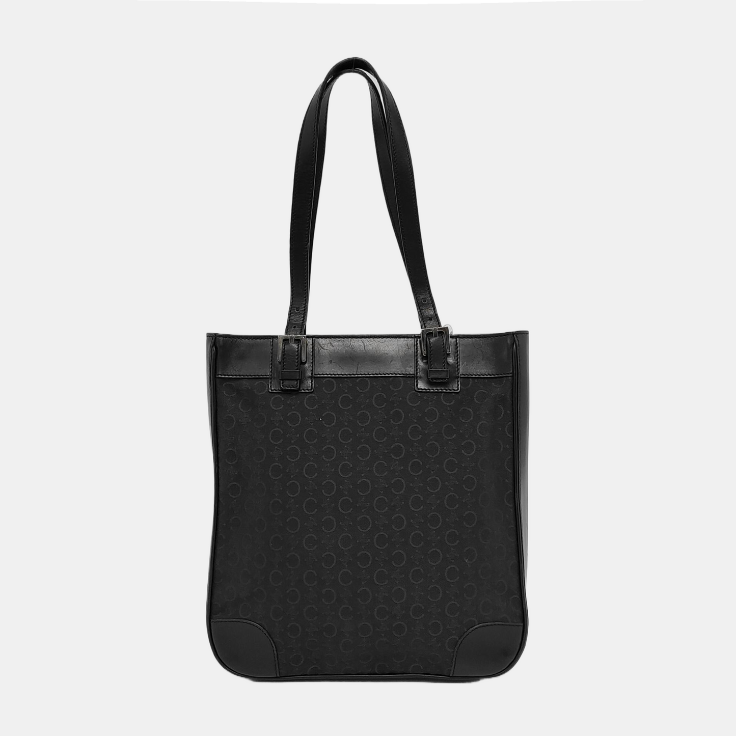 CELINE Tote bag Black Canvas Floral Single Shoulder and Handbag Silver Hardware shoulder straps-(SKU)-944828633