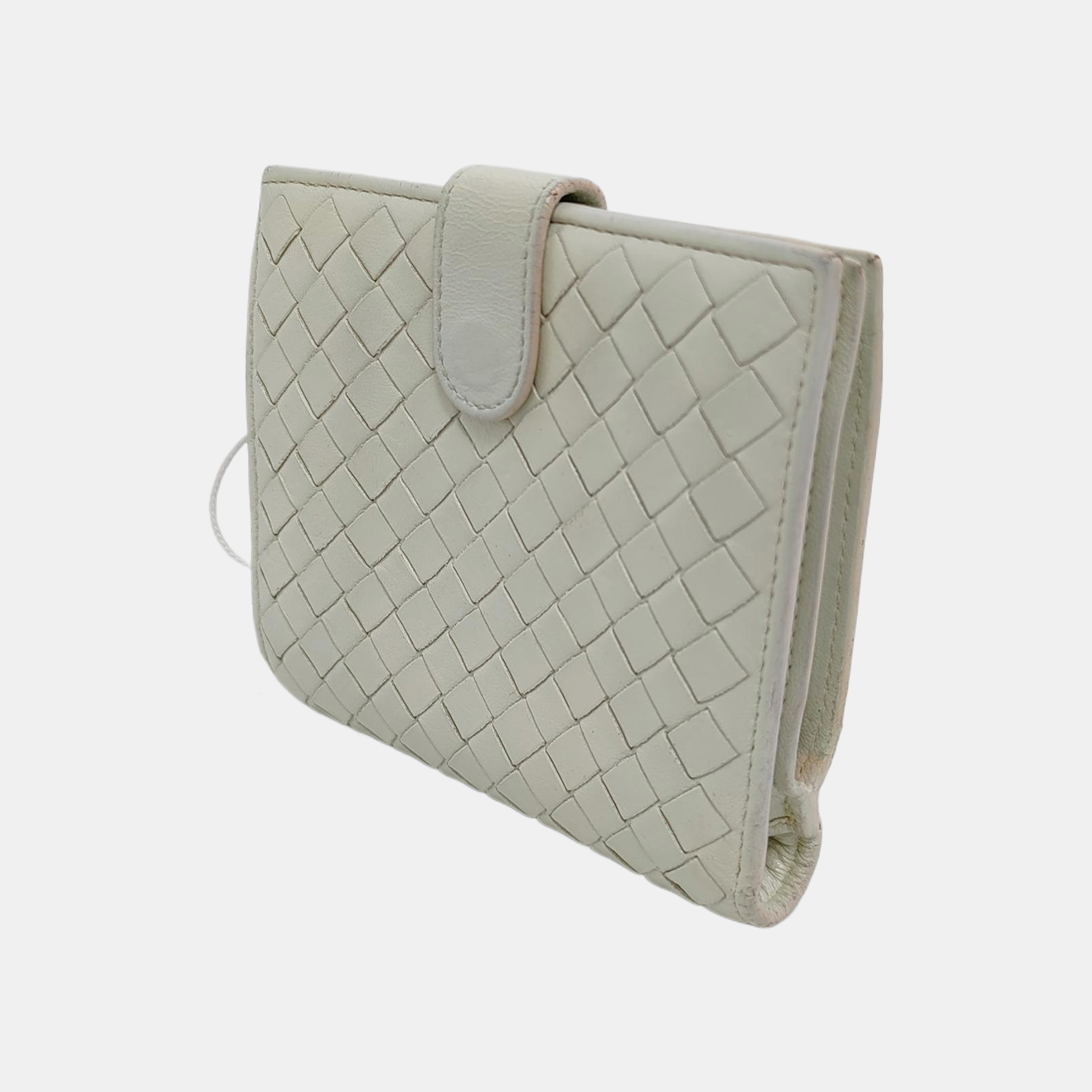 BOTTEGA VENETA White Cowhide Braided Wallet-(SKU)-945082548