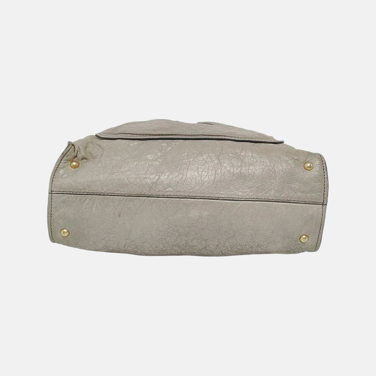 Miu Miu Tote bag Grey Leather Studs Shoulder Bag Silver Hardware-(SKU)-945572531